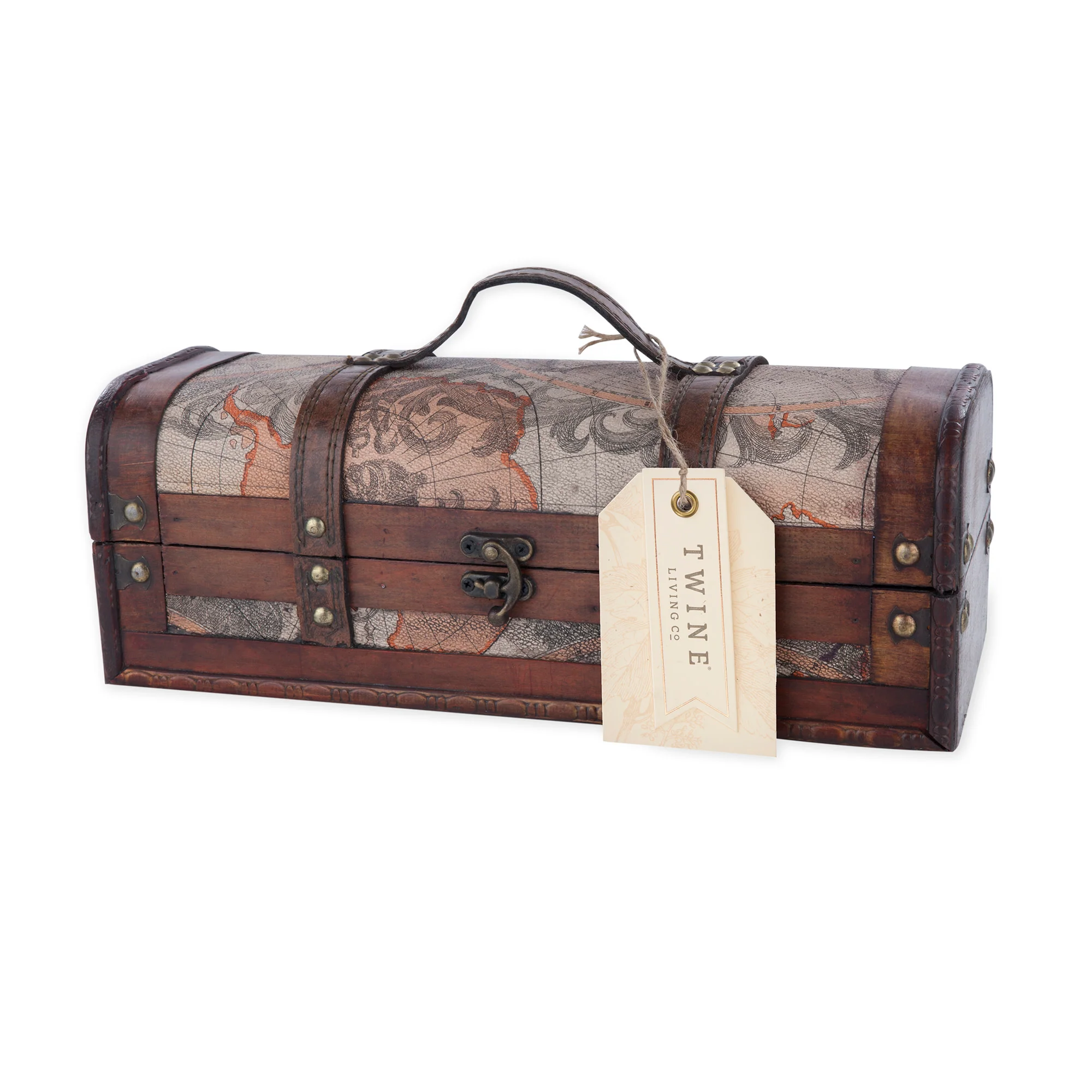 Single Bottle Old World Wooden Wine Box - Image 2