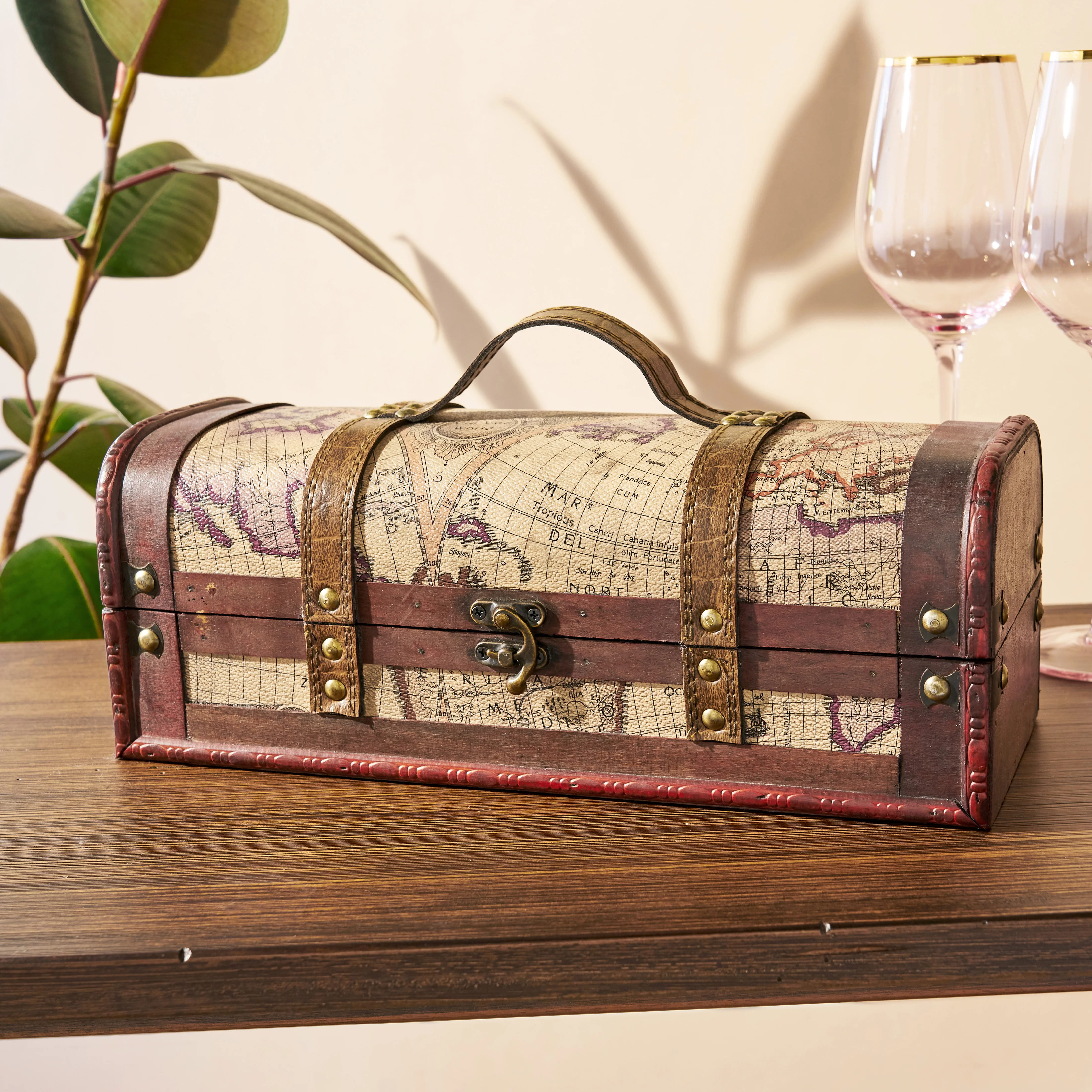 Single Bottle Old World Wooden Wine Box - Image 4