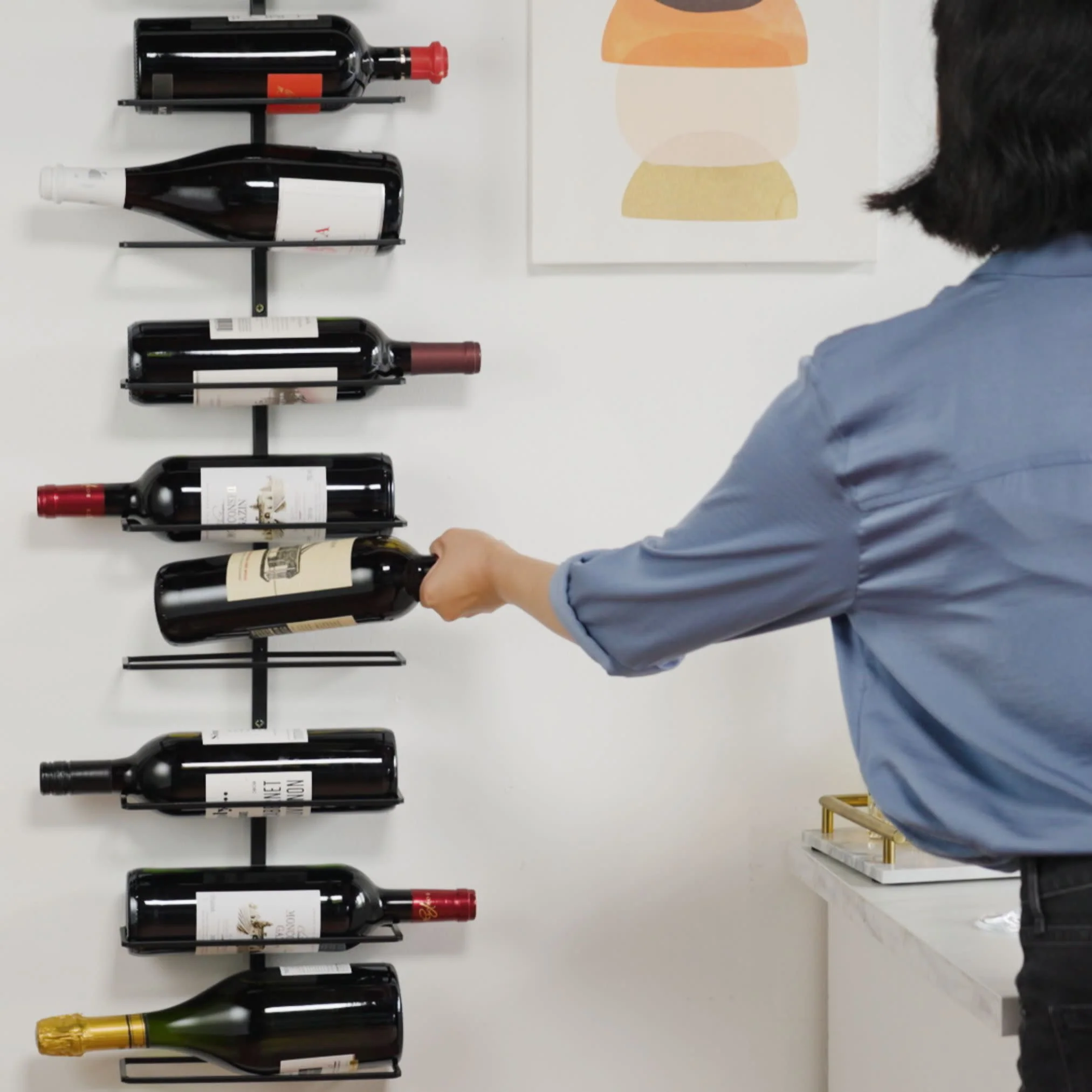 Align Wall-Mounted 9-Bottle Wine Rack - Image 4