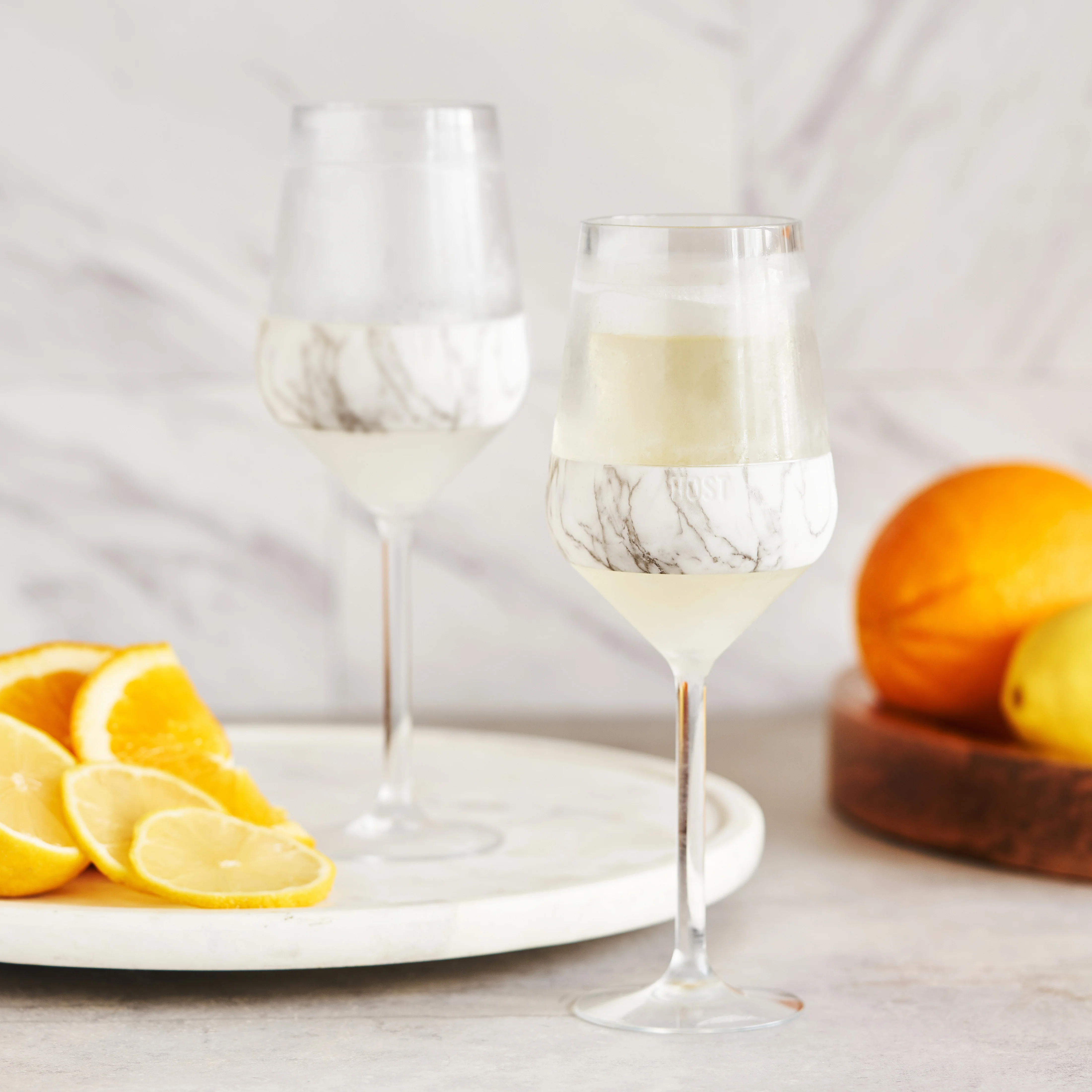 Stemmed Wine FREEZE Cooling Cup in Marble, Set of 2 - Image 4
