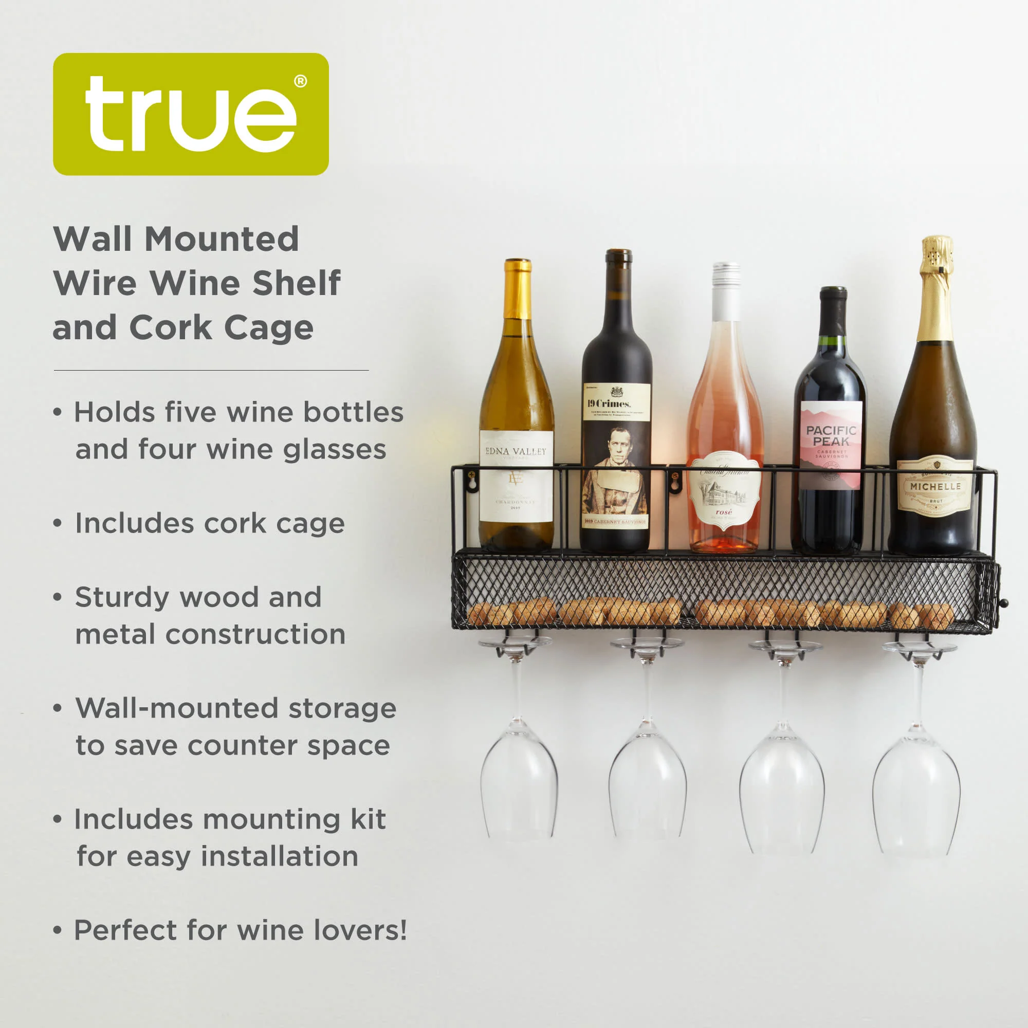 Wall Mounted Wine Shelf & Cork Cage - Image 5