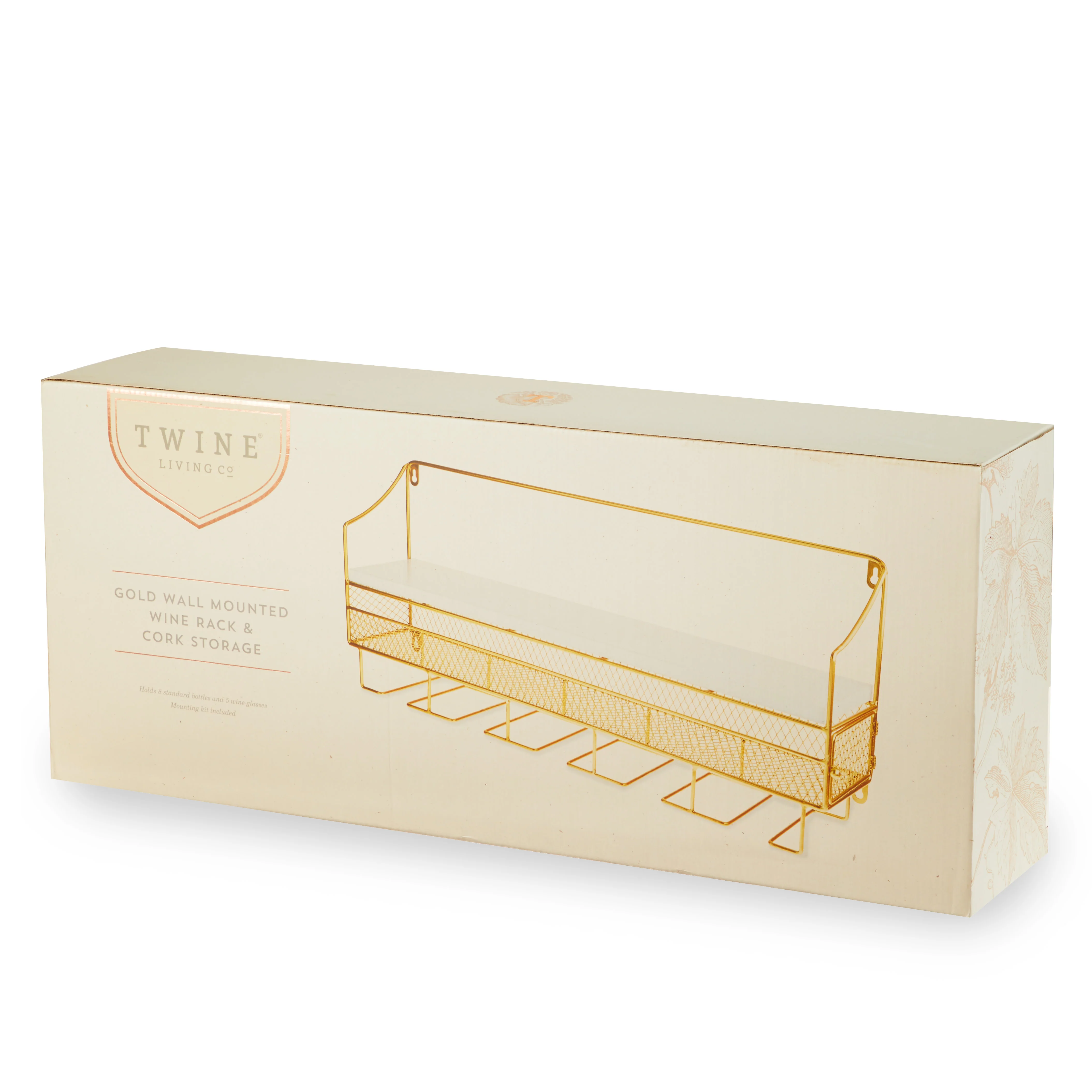 Wall Mounted Wine Rack & Cork Storage in Gold - Image 2