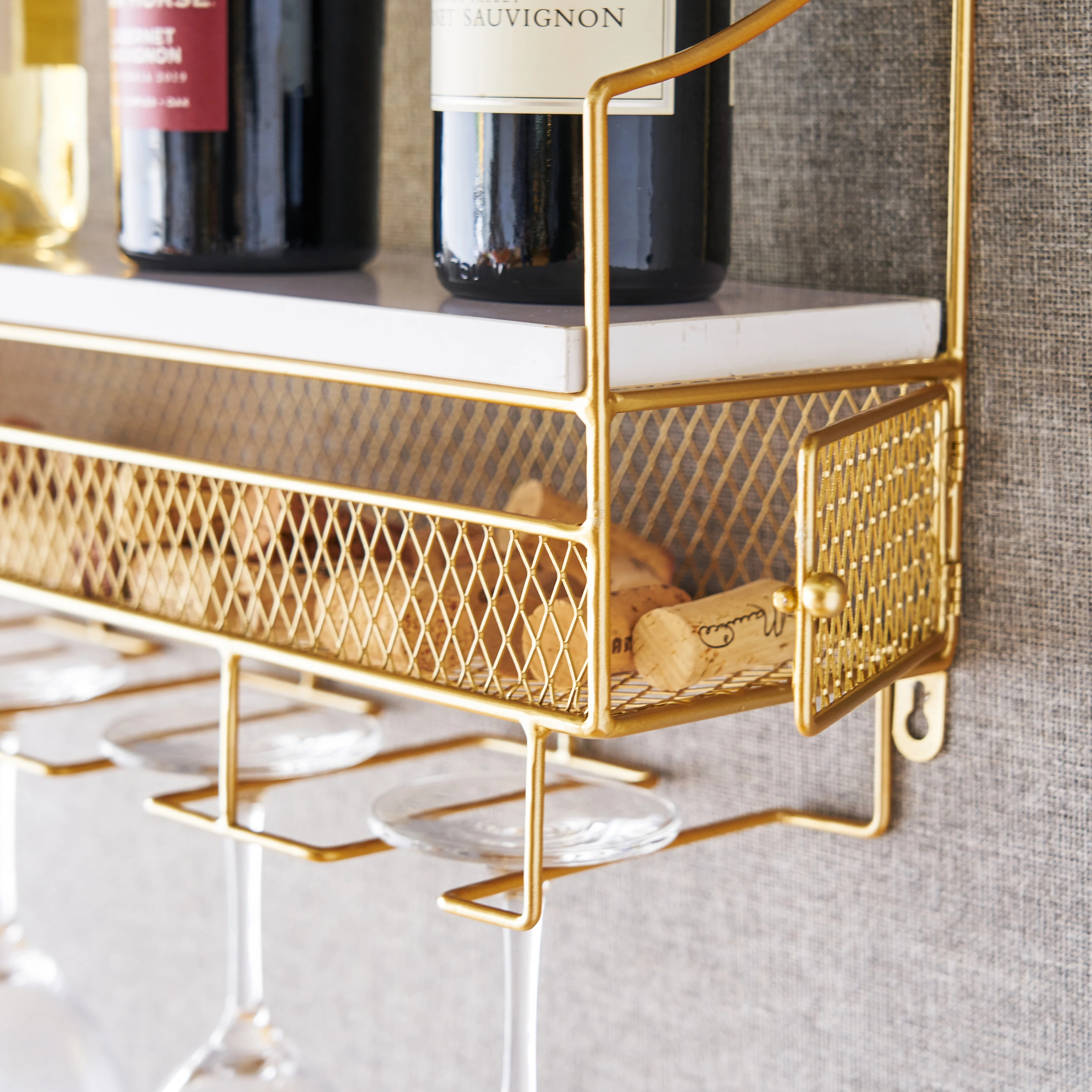 Wall Mounted Wine Rack & Cork Storage in Gold - Image 5