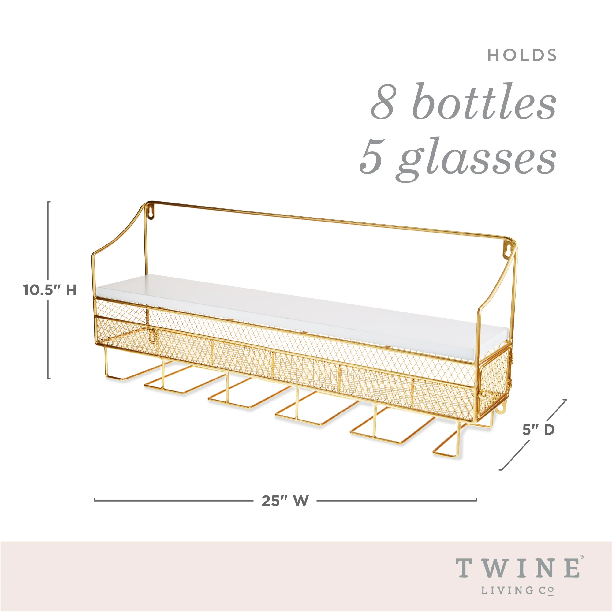 Wall Mounted Wine Rack & Cork Storage in Gold - Image 7