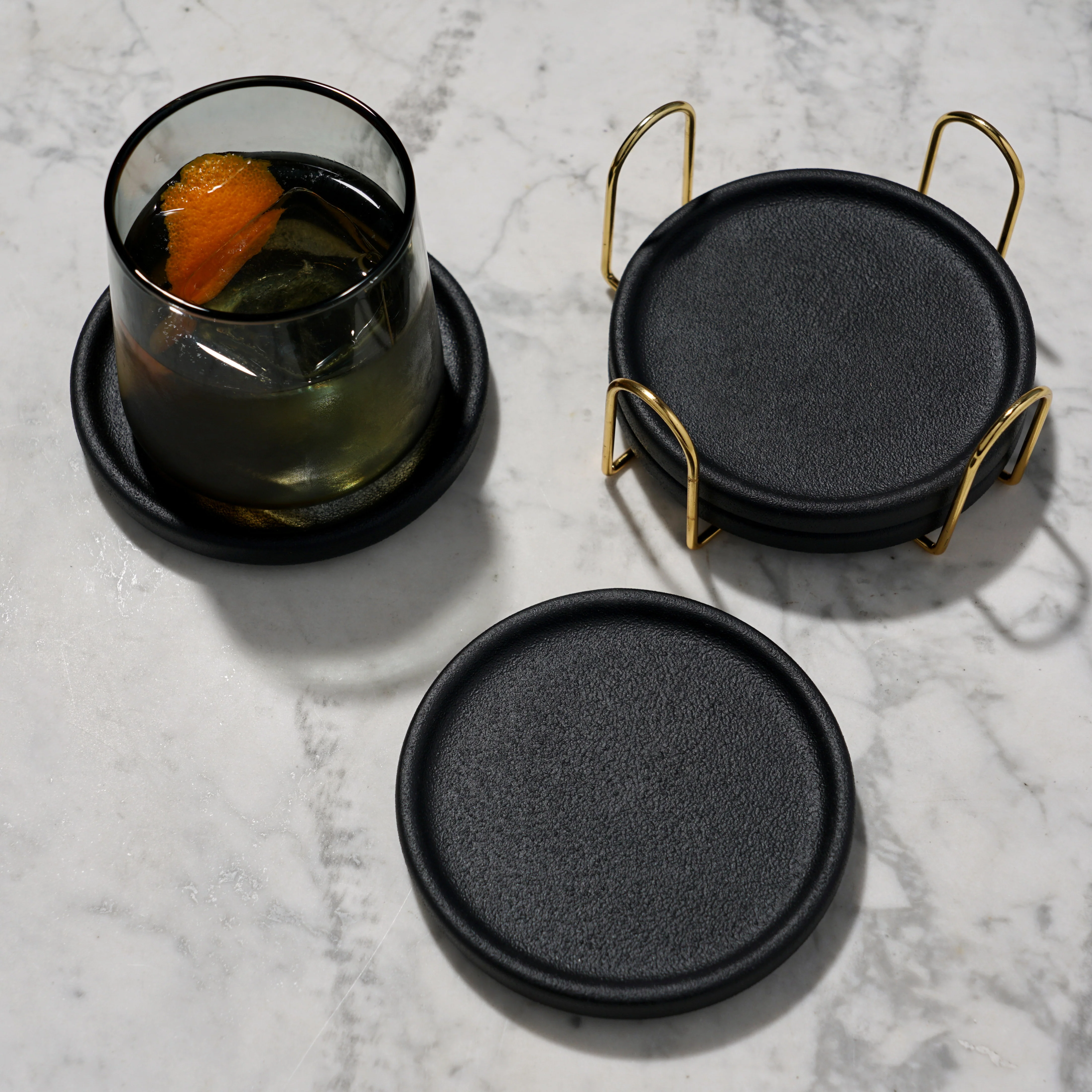 Earthenware Coasters with Stand, Set of 4 - Image 5