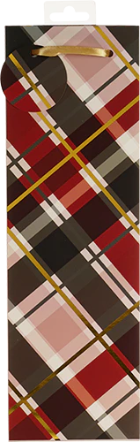 Holiday Tartan Single Bottle Wine Bag - Image 2
