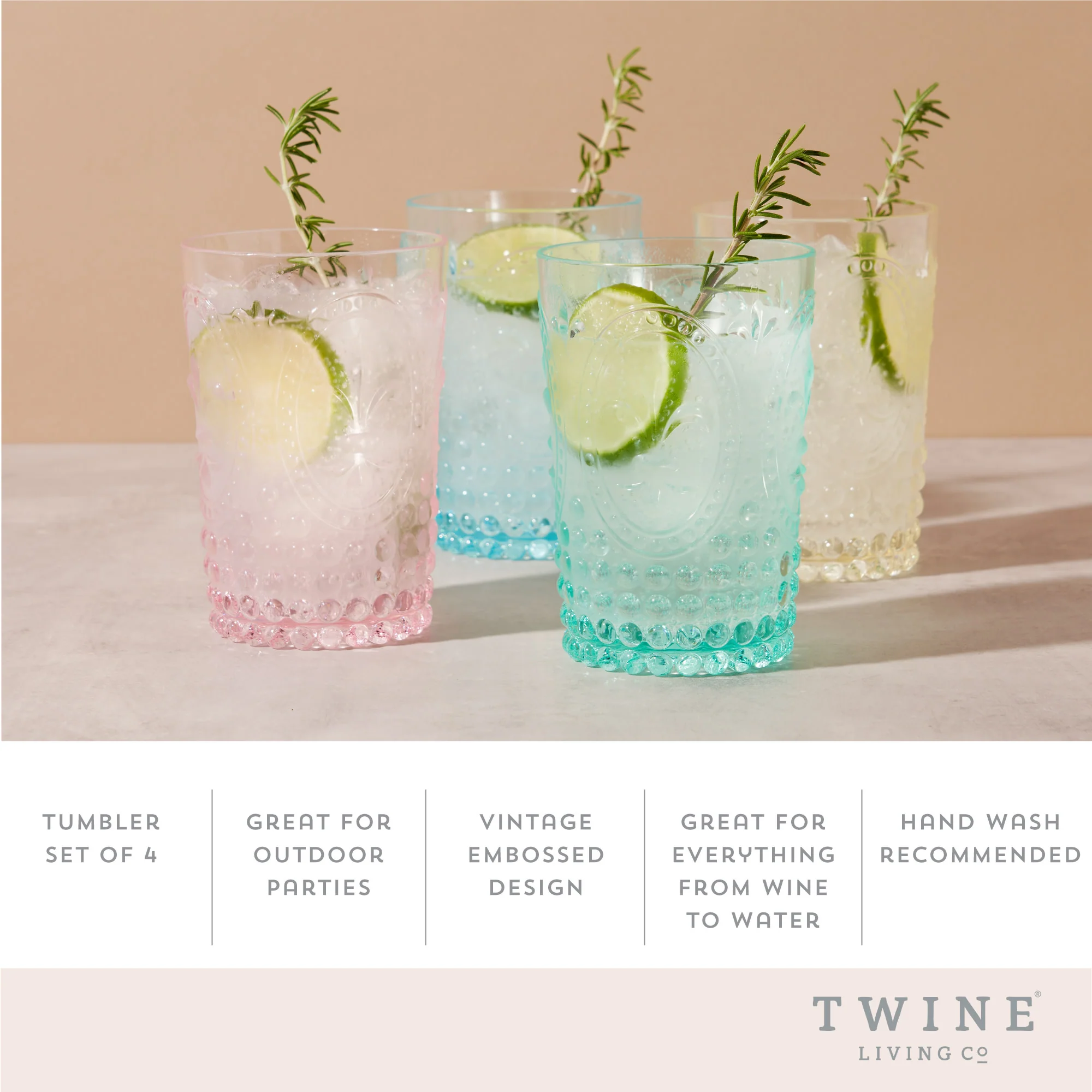 Shatterproof Acrylic Embossed Tumblers in Assorted Colors, Set of 4 - Image 6