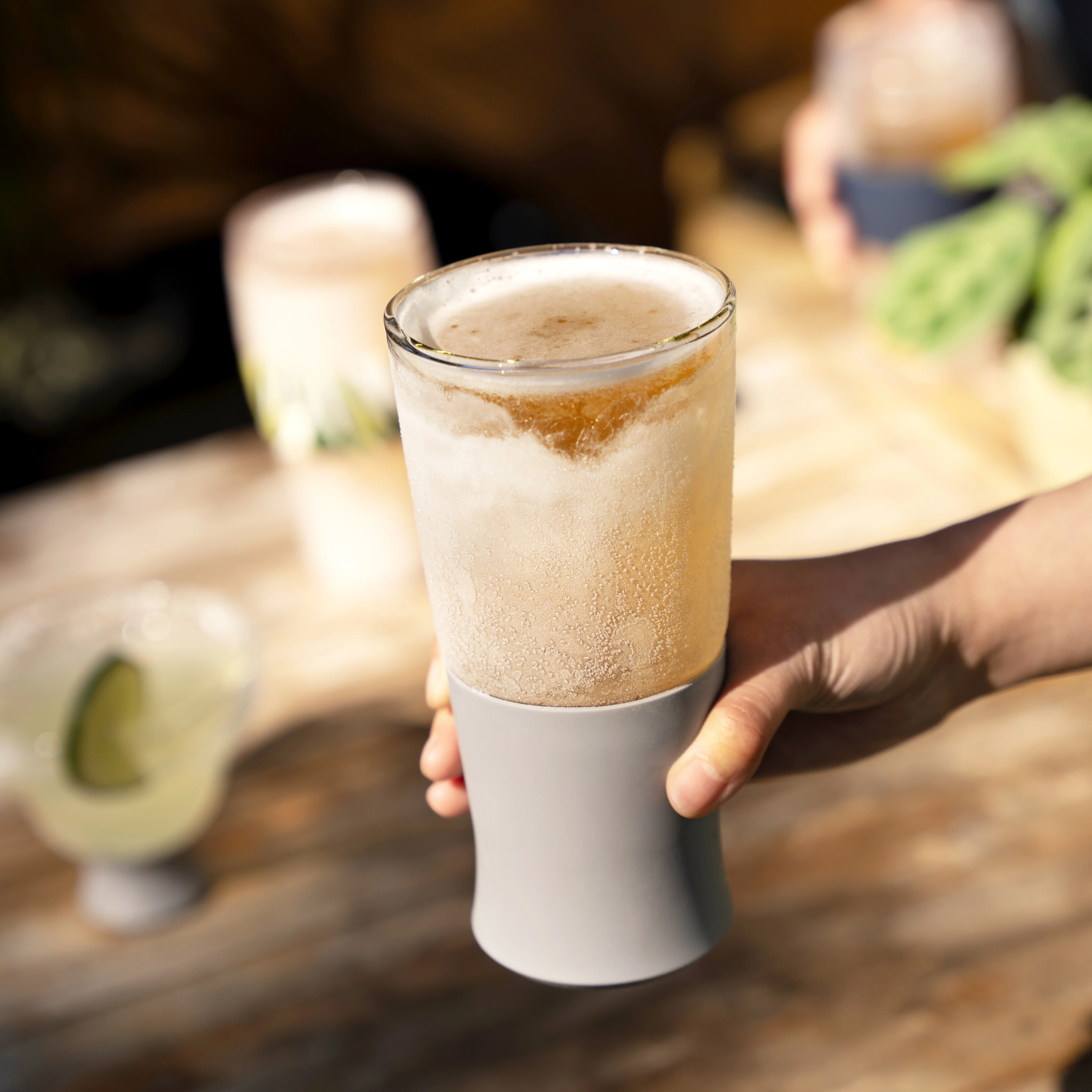 Glass FREEZE Beer Cooling Cup in Gray, Set of 2 - Image 4