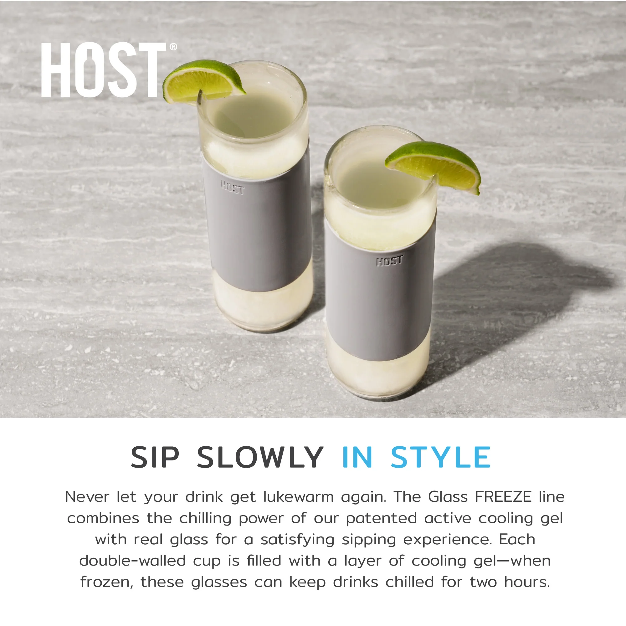Glass FREEZE Highball Cooling Cups in Gray, Set of 2 - Image 10