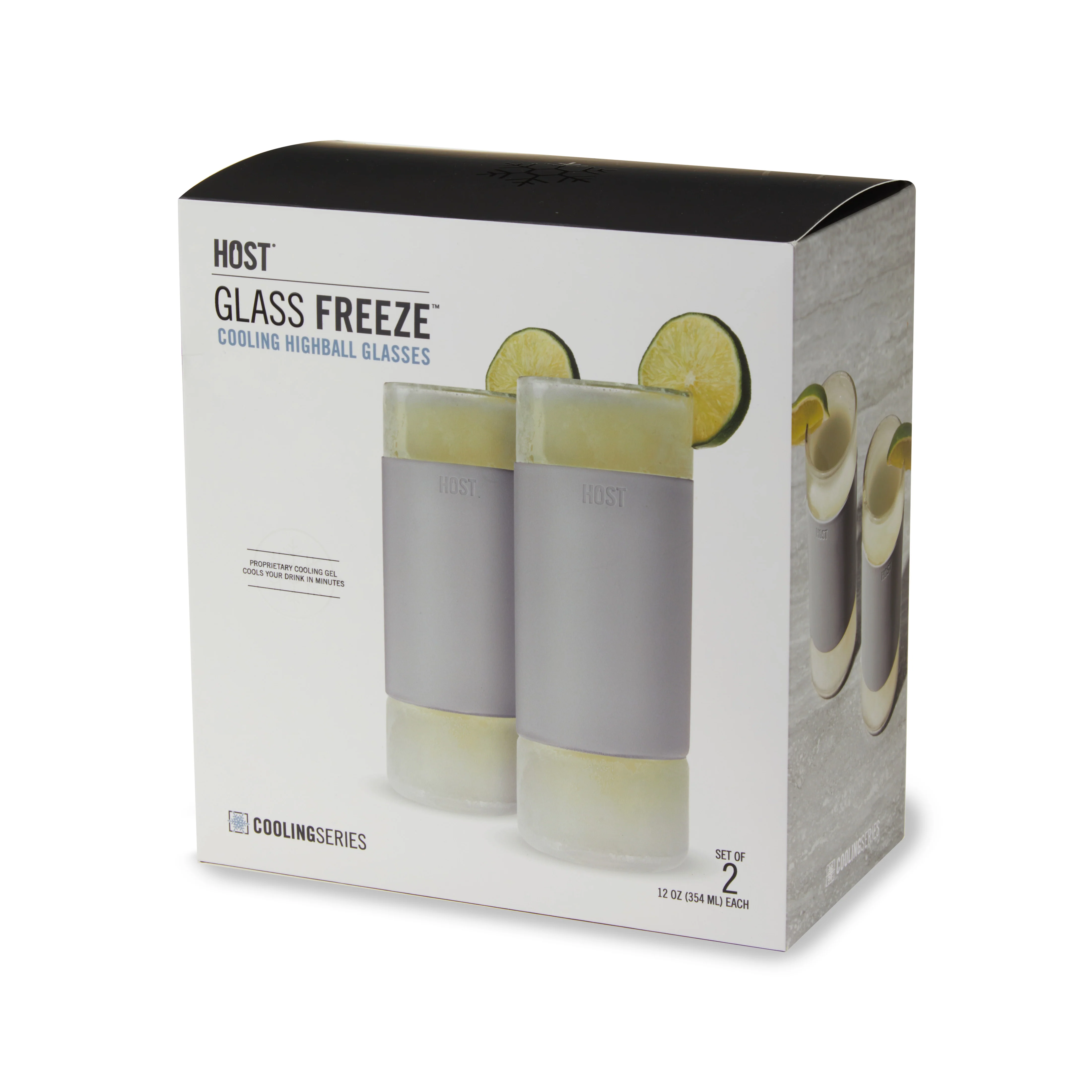 Glass FREEZE Highball Cooling Cups in Gray, Set of 2 - Image 2