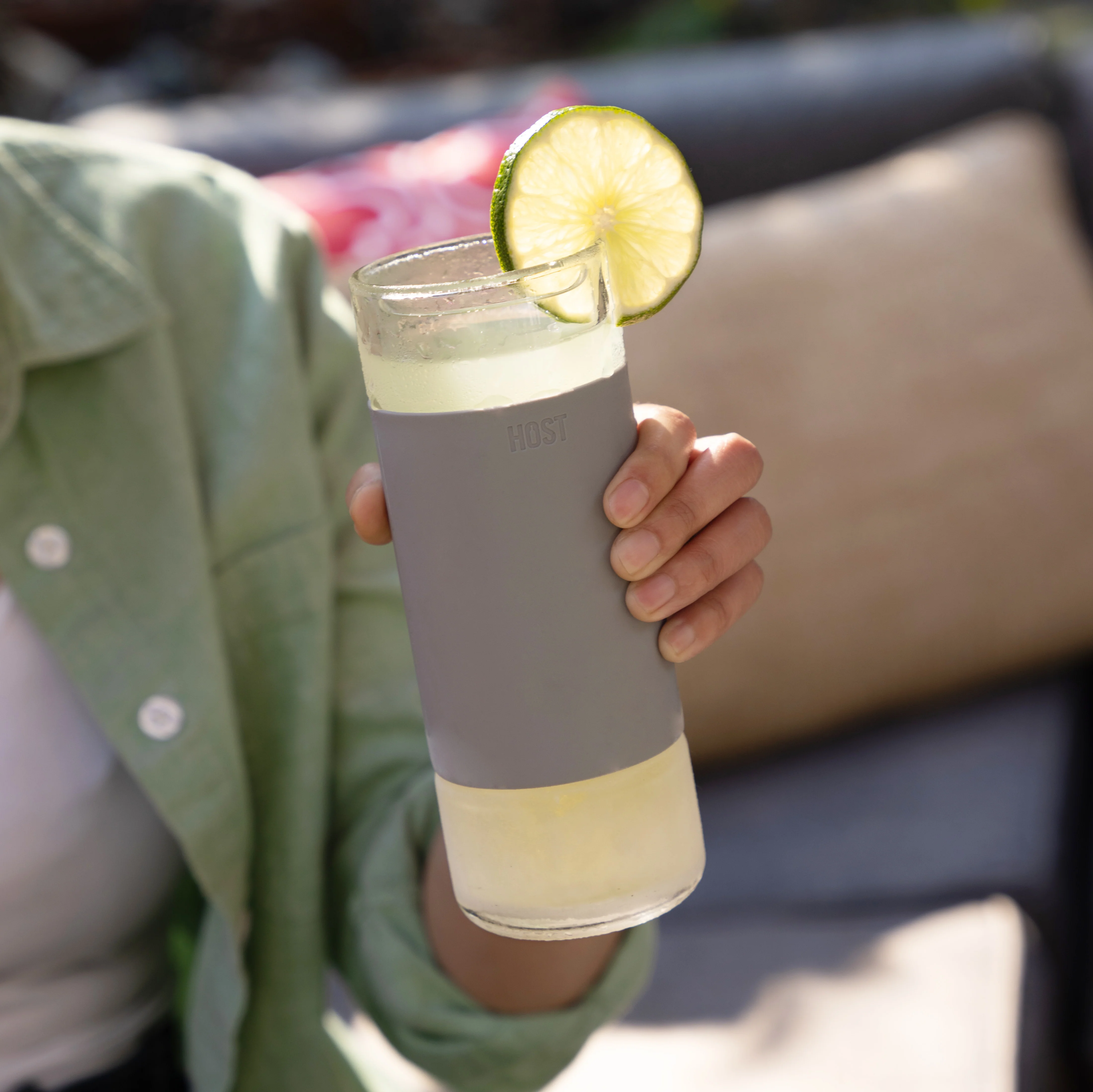 Glass FREEZE Highball Cooling Cups in Gray, Set of 2 - Image 4