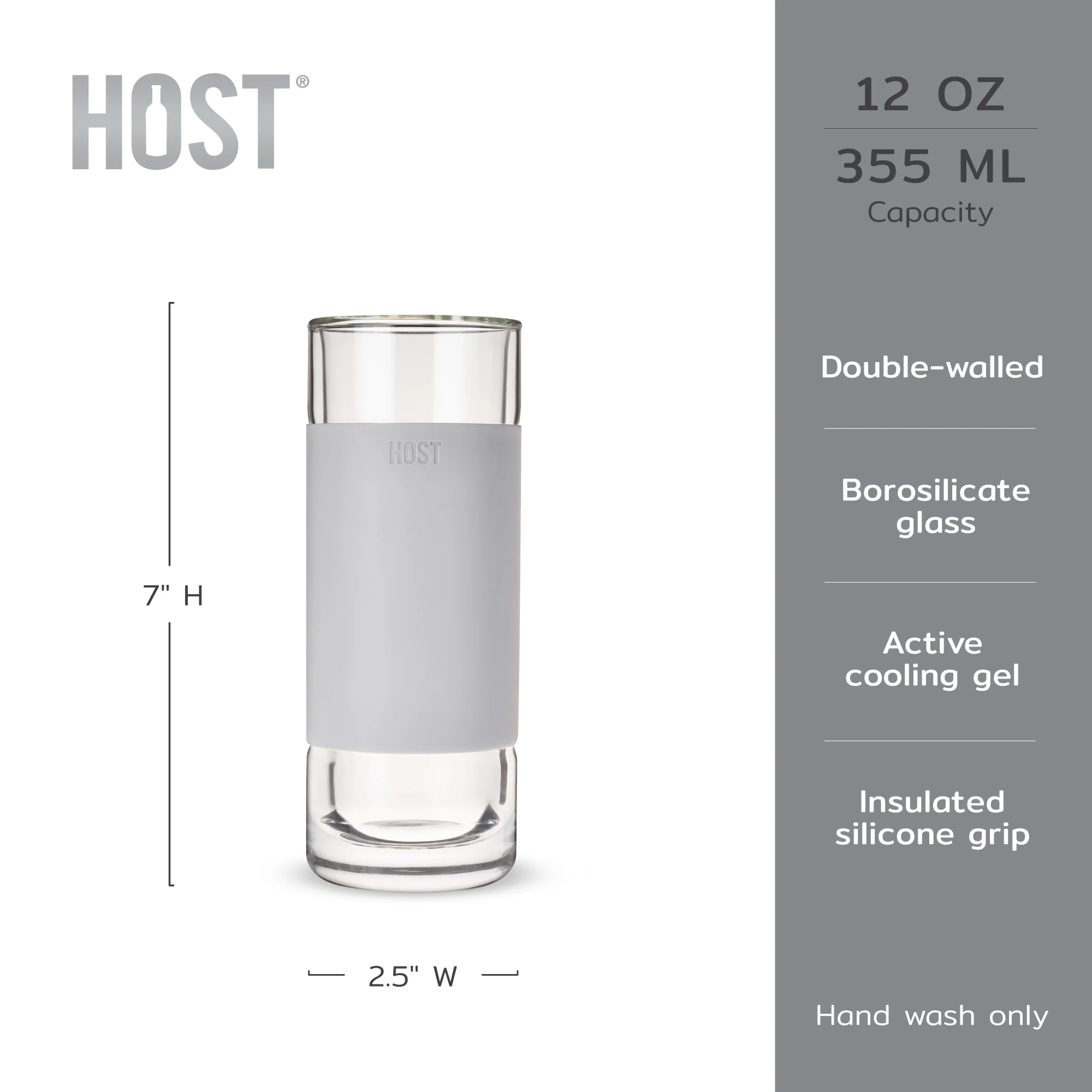 Glass FREEZE Highball Cooling Cups in Gray, Set of 2 - Image 7