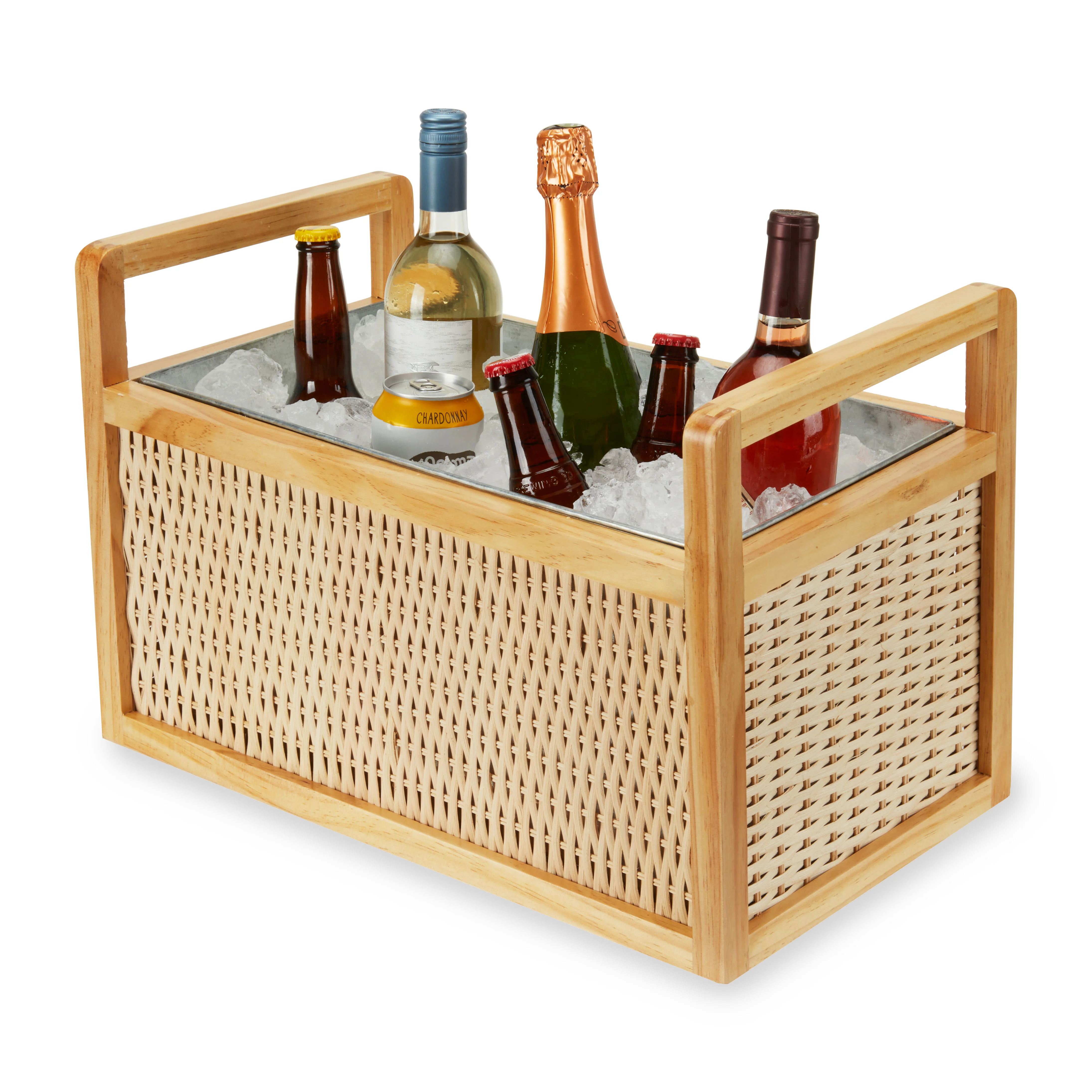Rattan & Wood Beverage Tub - Image 3