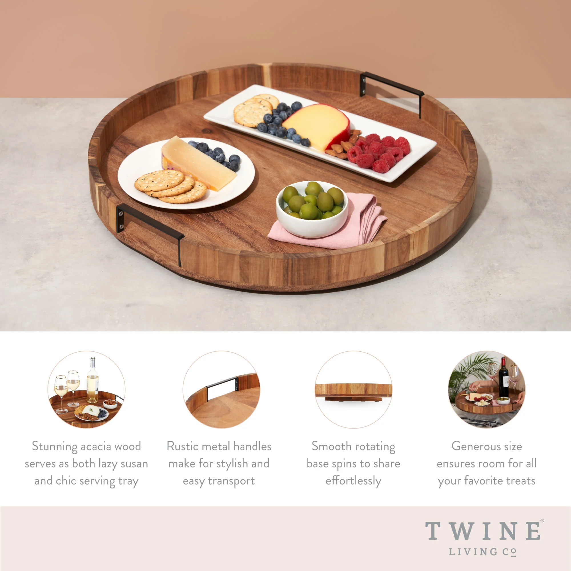 Acacia Wood Lazy Susan - Image 6