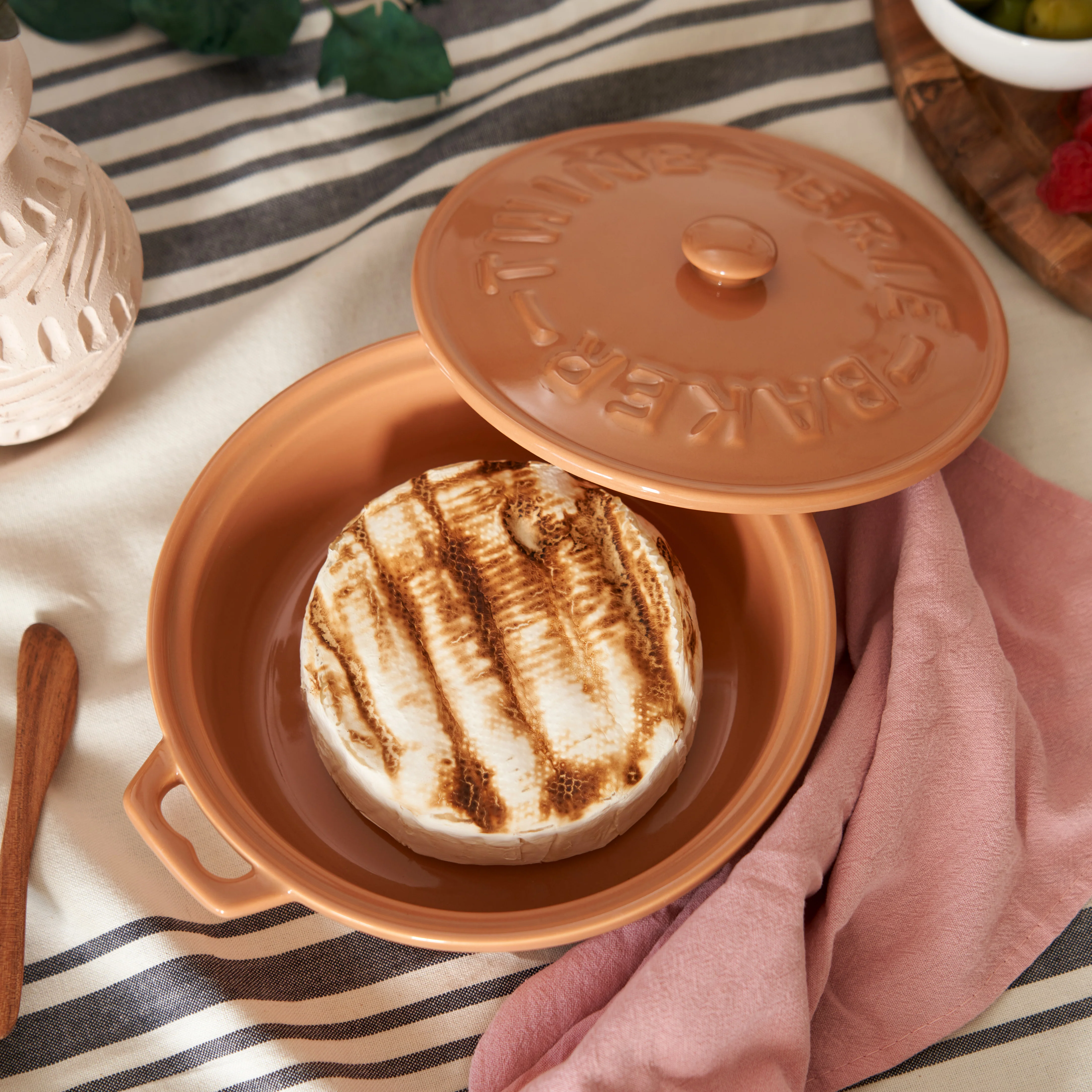 Terra Cotta Brie Baker with Wood Spreader - Image 4