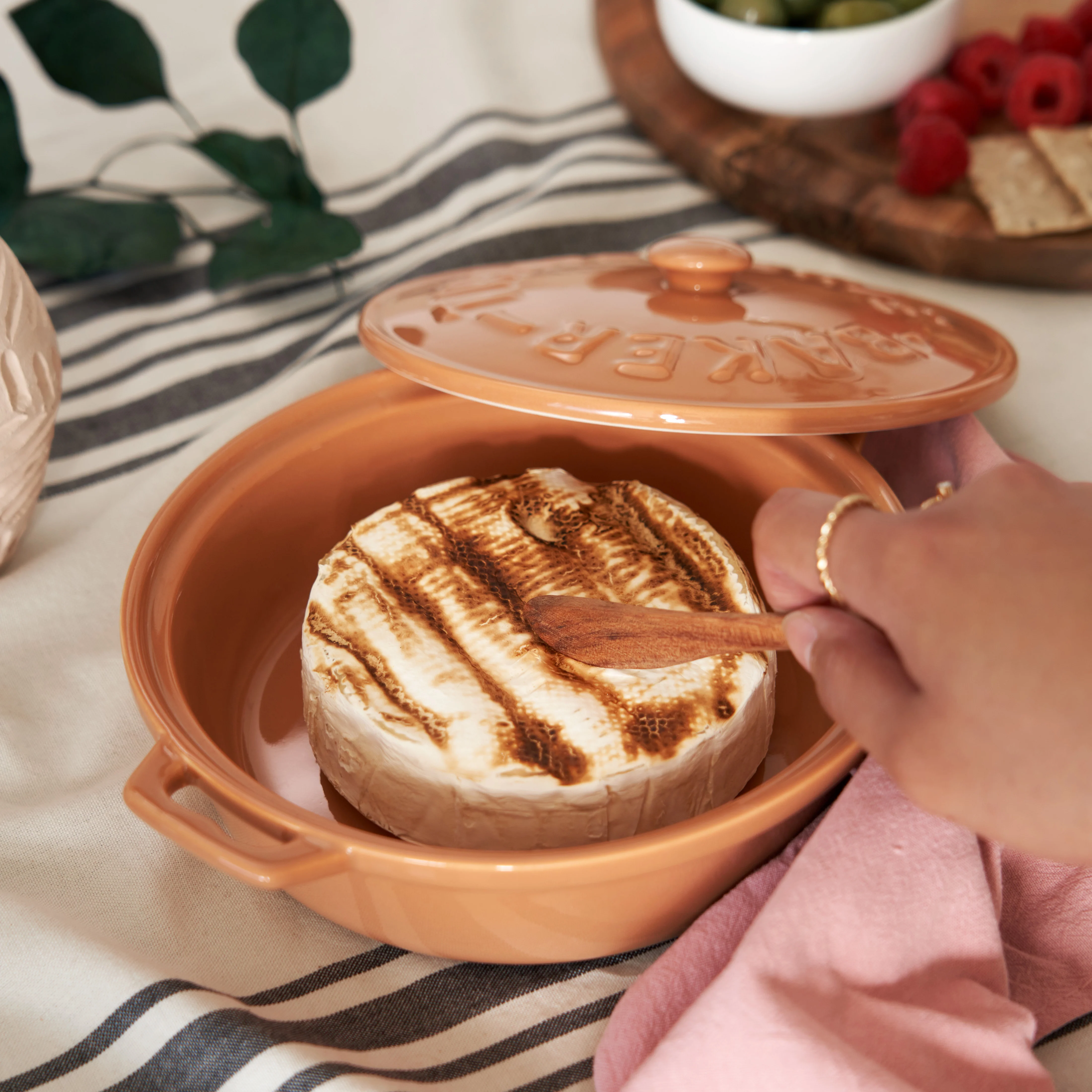 Terra Cotta Brie Baker with Wood Spreader - Image 5