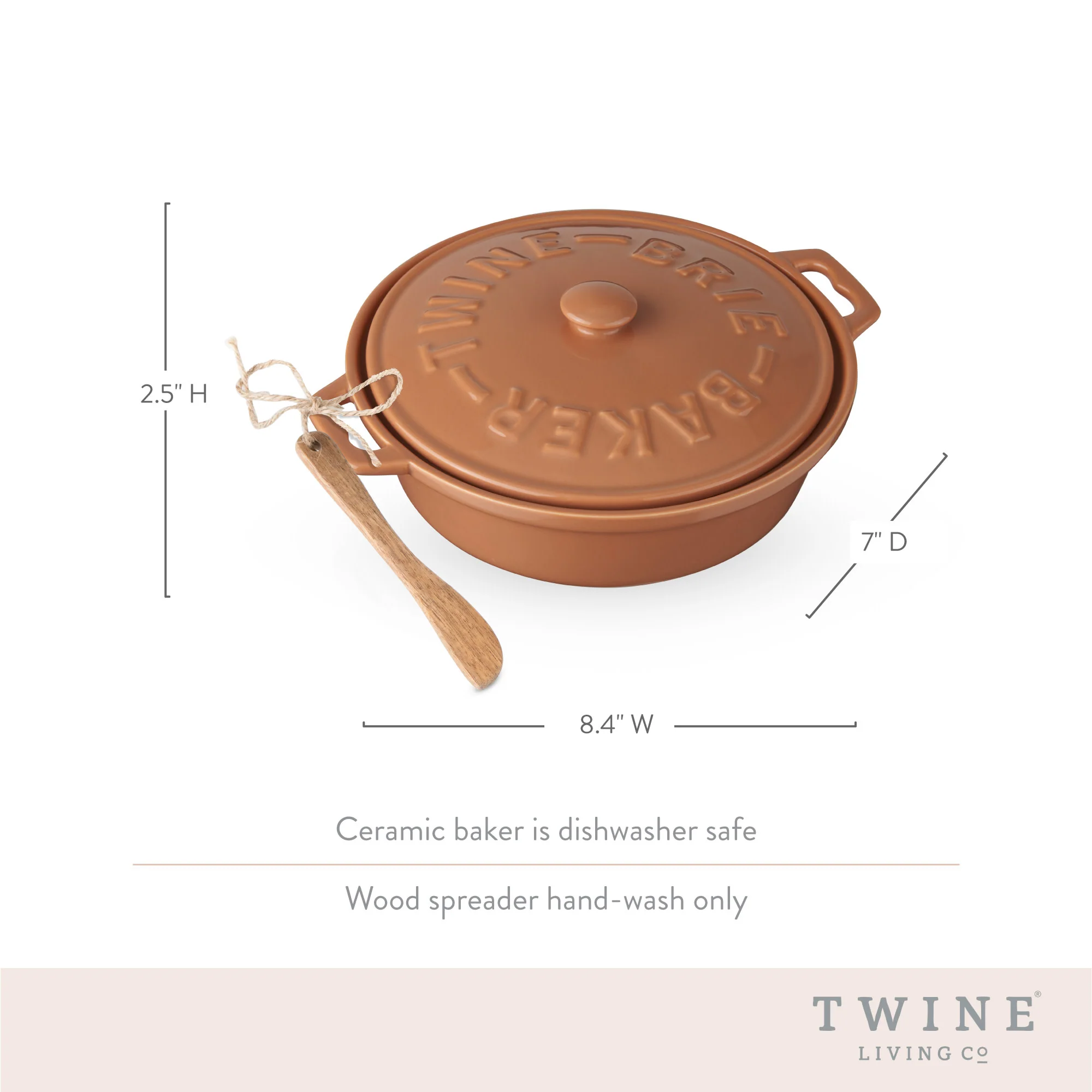 Terra Cotta Brie Baker with Wood Spreader - Image 7