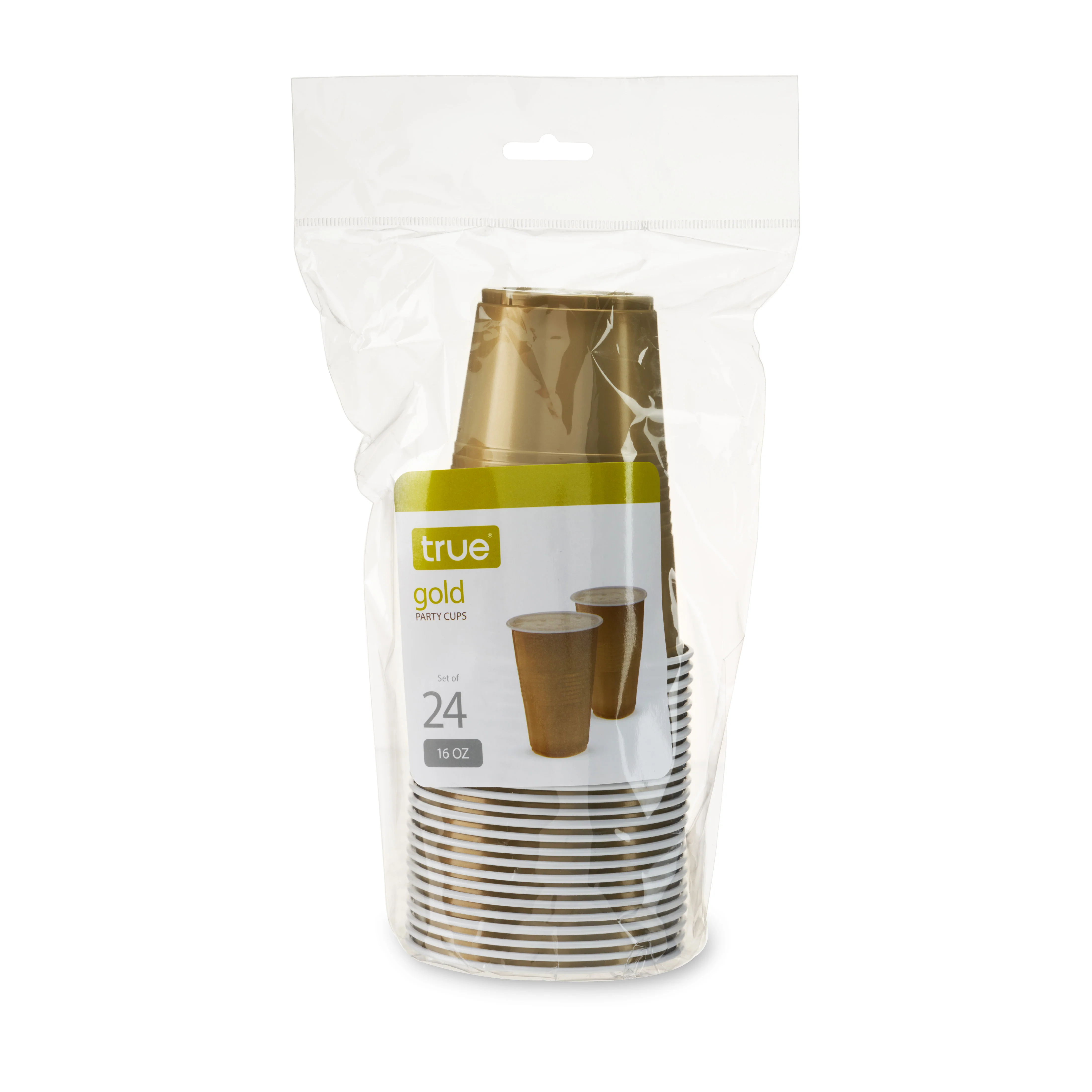 Party 16 oz Plastic Cups in Gold, Set of 24 - Image 2