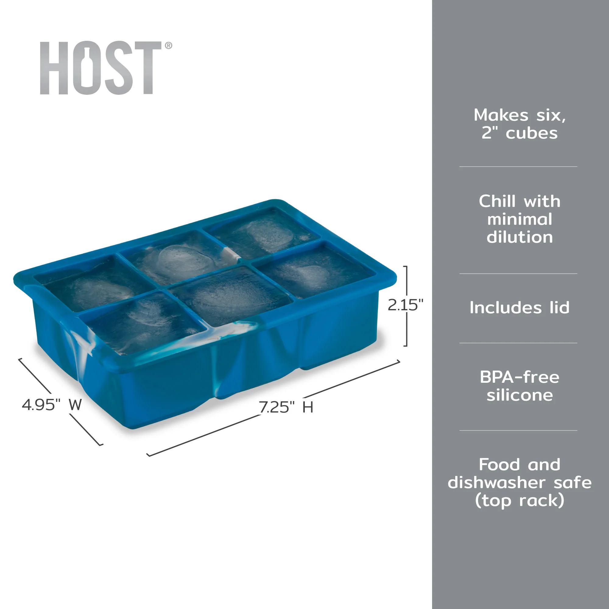 2" Ice Cube Tray with Lid in Blue Marble - Image 6