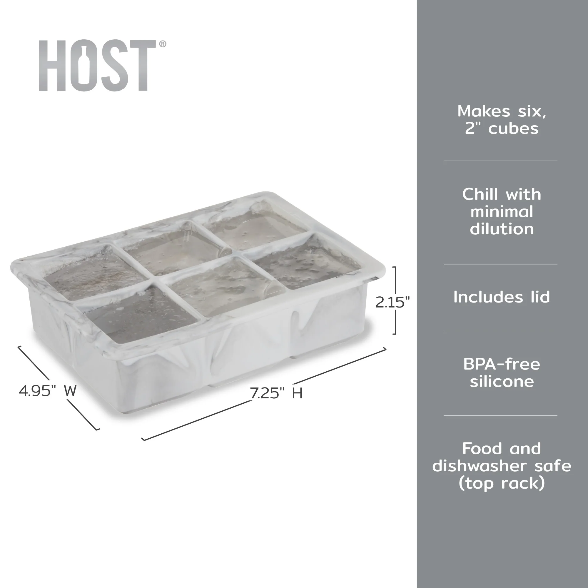 2" Ice Cube Tray with Lid in Gray Marble - Image 6