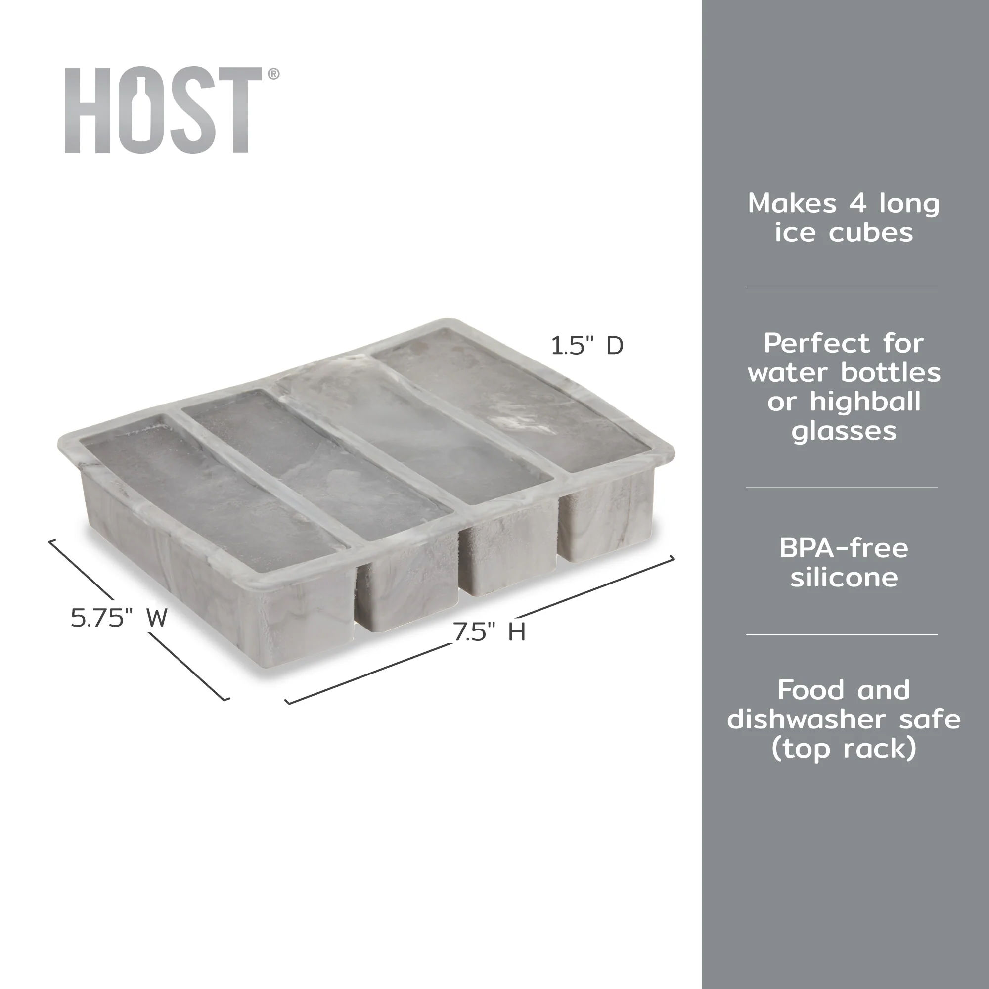 Water Bottle Ice Cube Tray in Gray Marble - Image 6