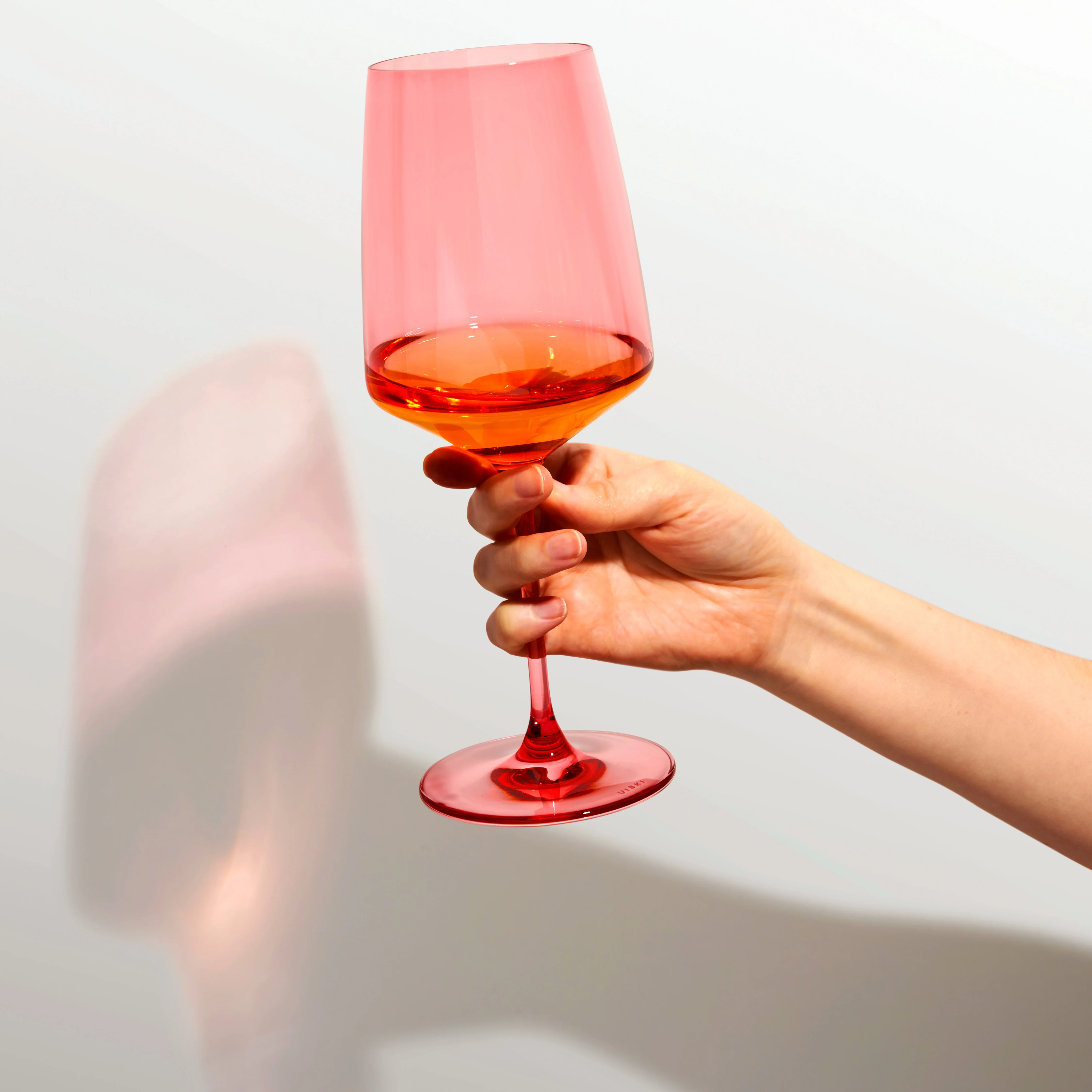 Reserve Nouveau Crystal Wine Glasses in Pomelo, Set of 2 - Image 4