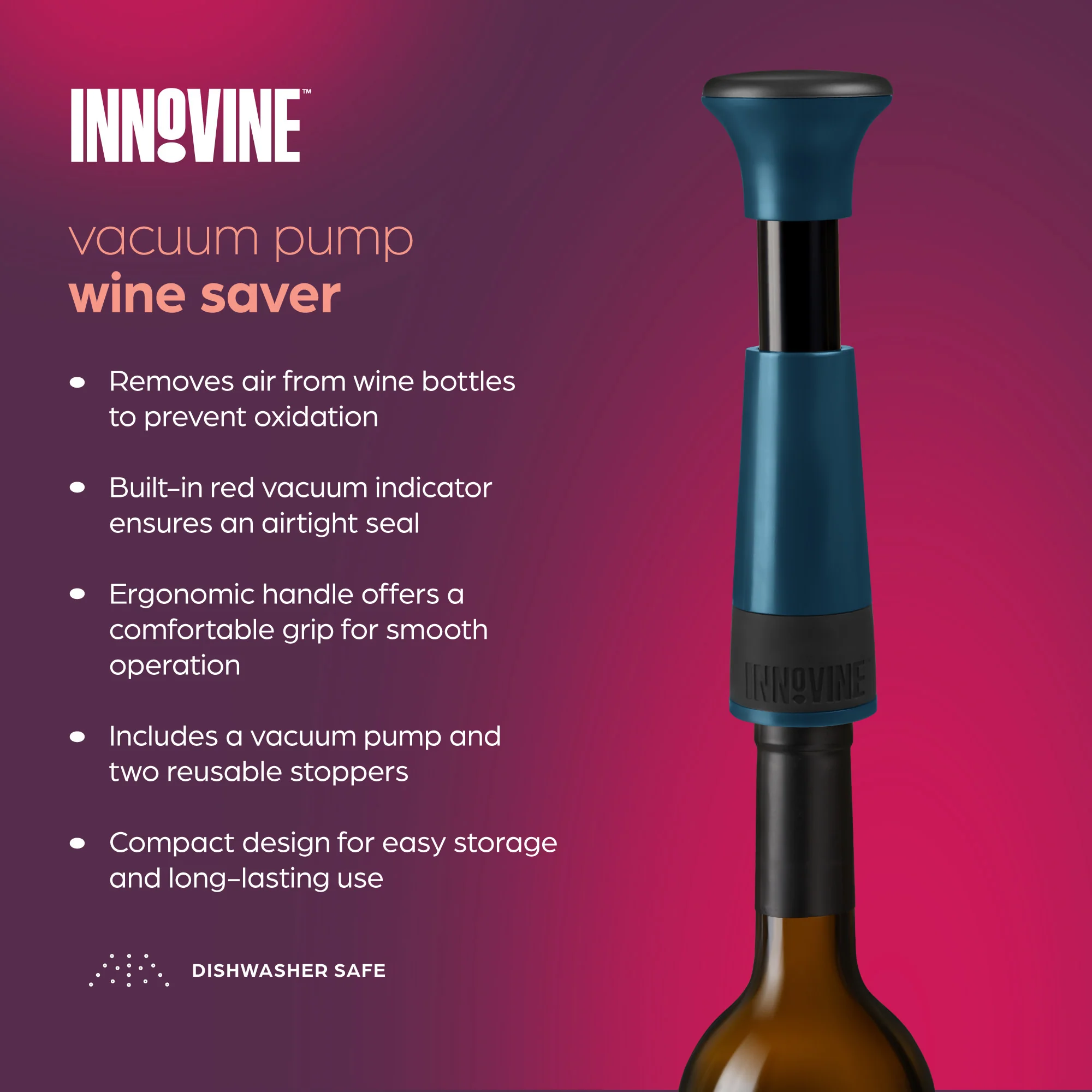 Vacuum Pump Wine Saver in Deep Teal - Image 4