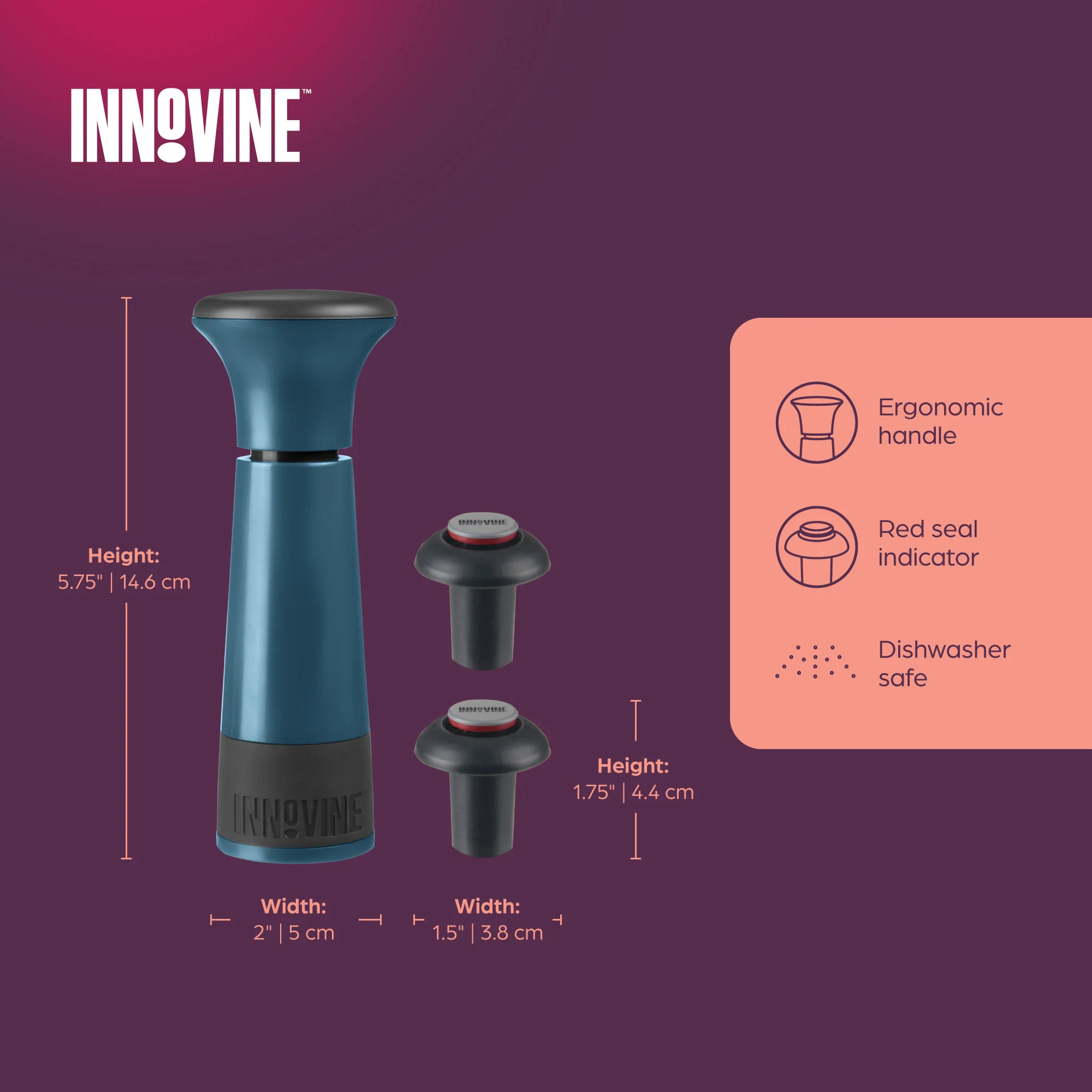 Vacuum Pump Wine Saver in Deep Teal - Image 5
