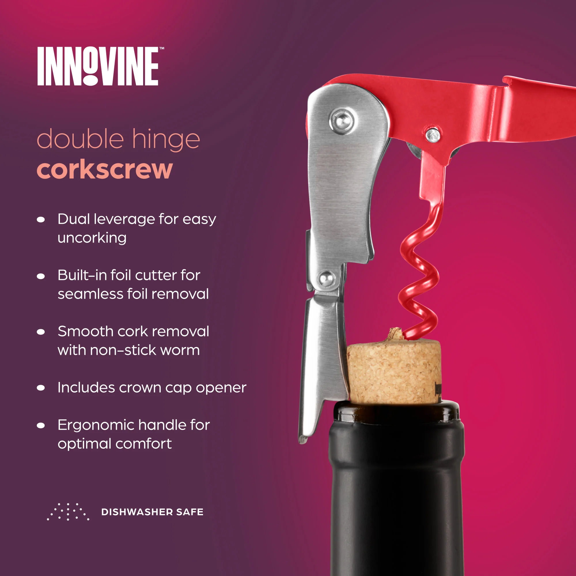 Double Hinged Corkscrew in Raspberry - Image 4