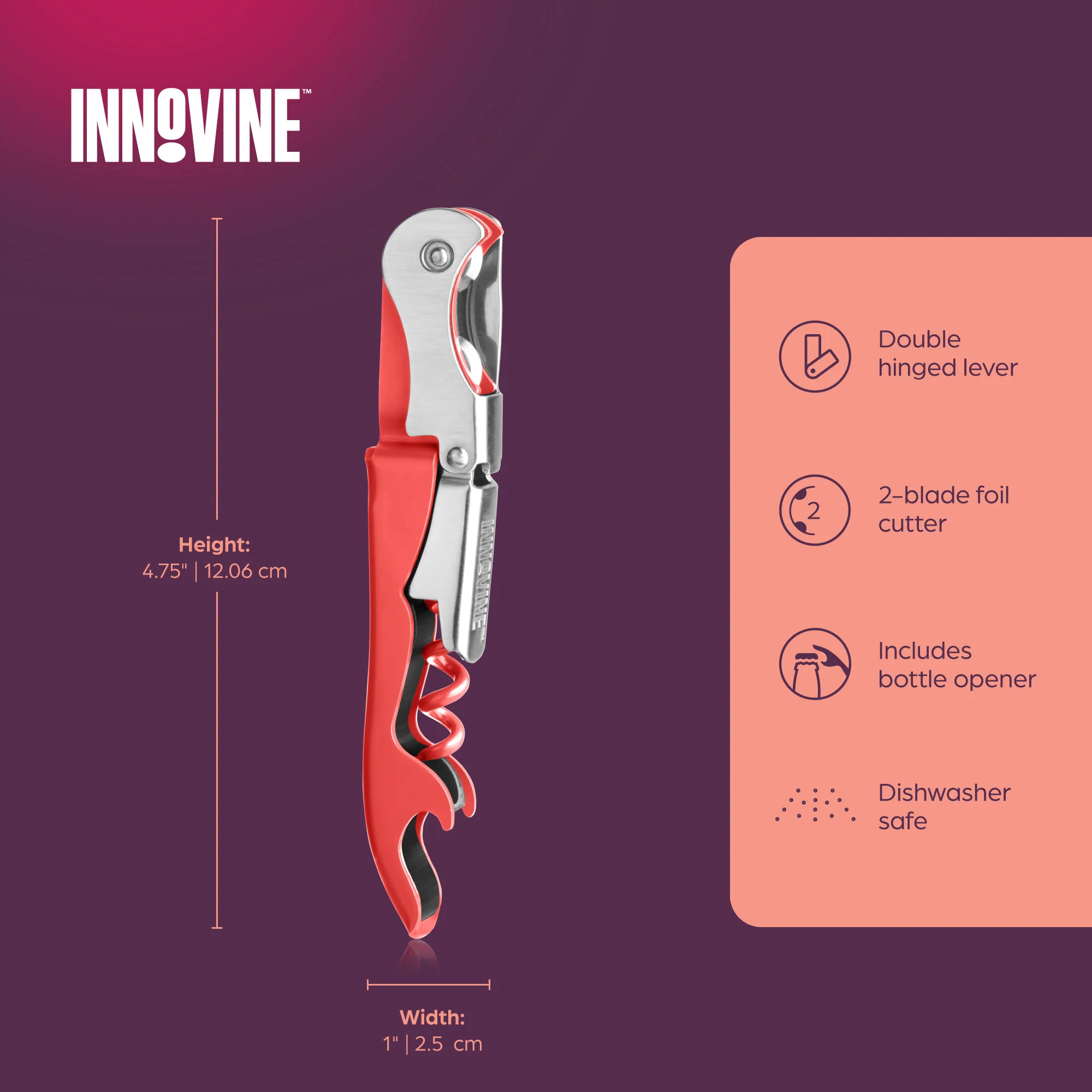 Double Hinged Corkscrew in Raspberry - Image 5