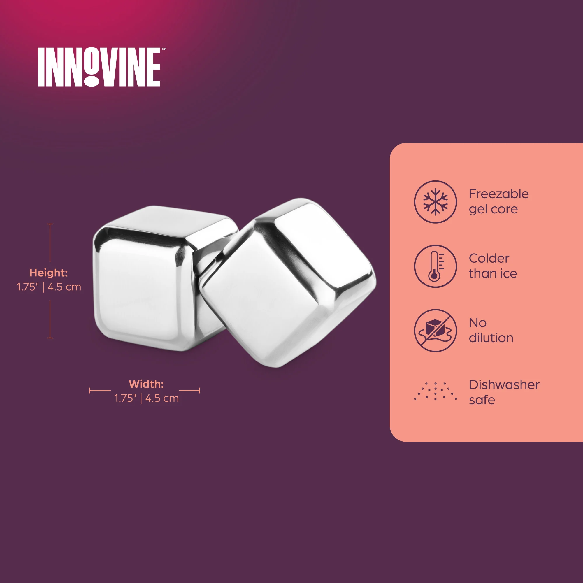 Large Stainless Steel Ice Cubes, Set of 2 - Image 5