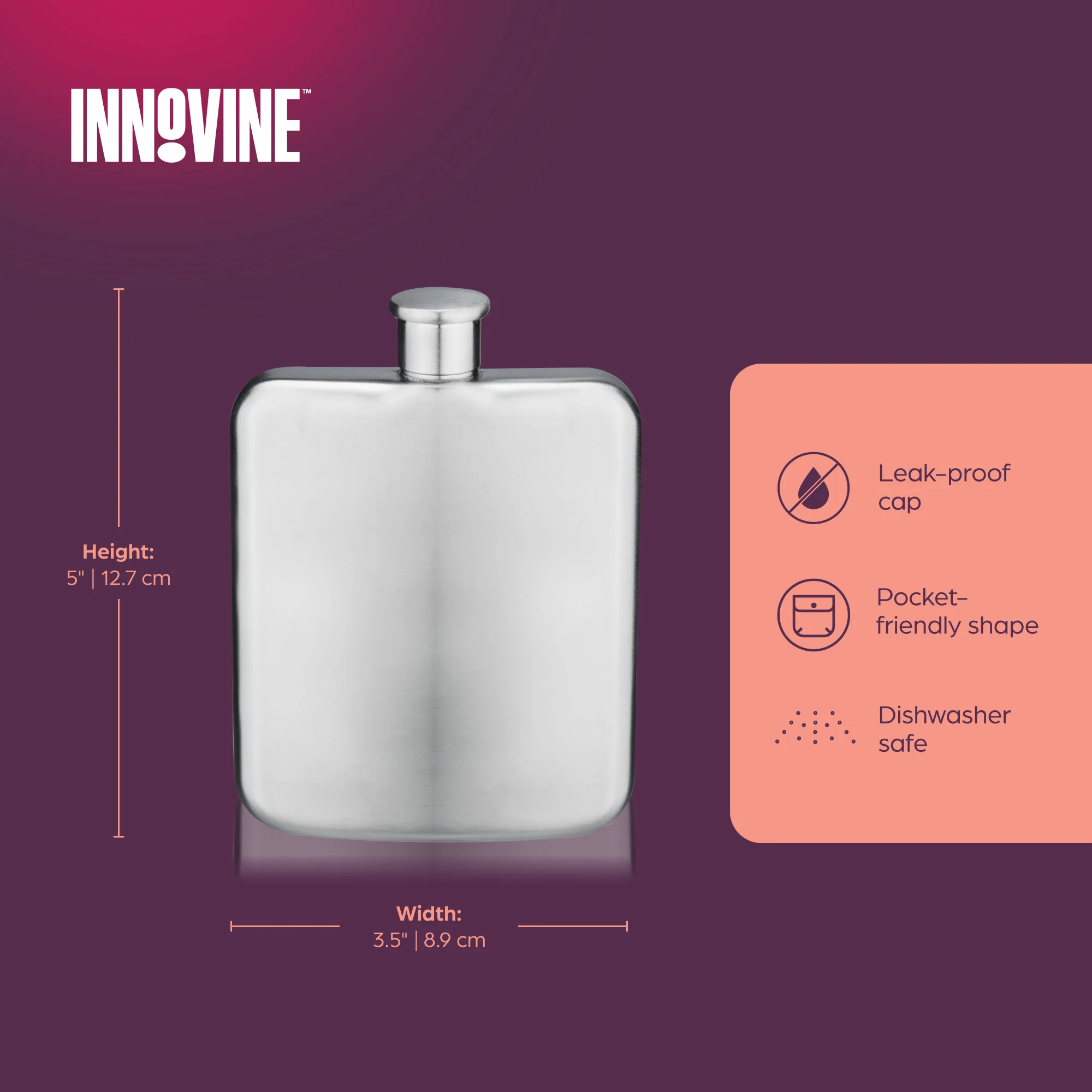 Brushed Stainless Steel Flask - Image 5