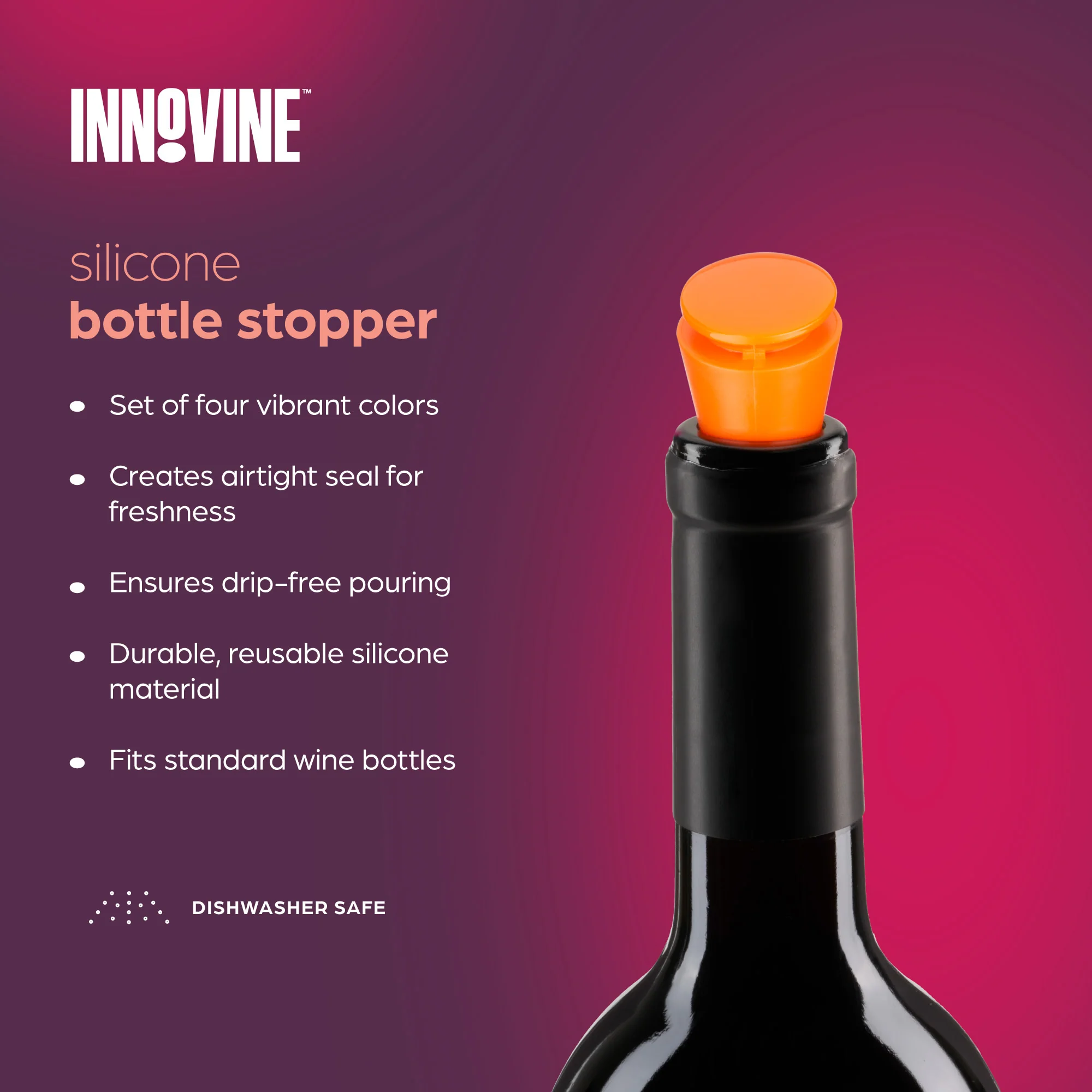 Silicone Bottle Stoppers, Set of 4 - Image 4