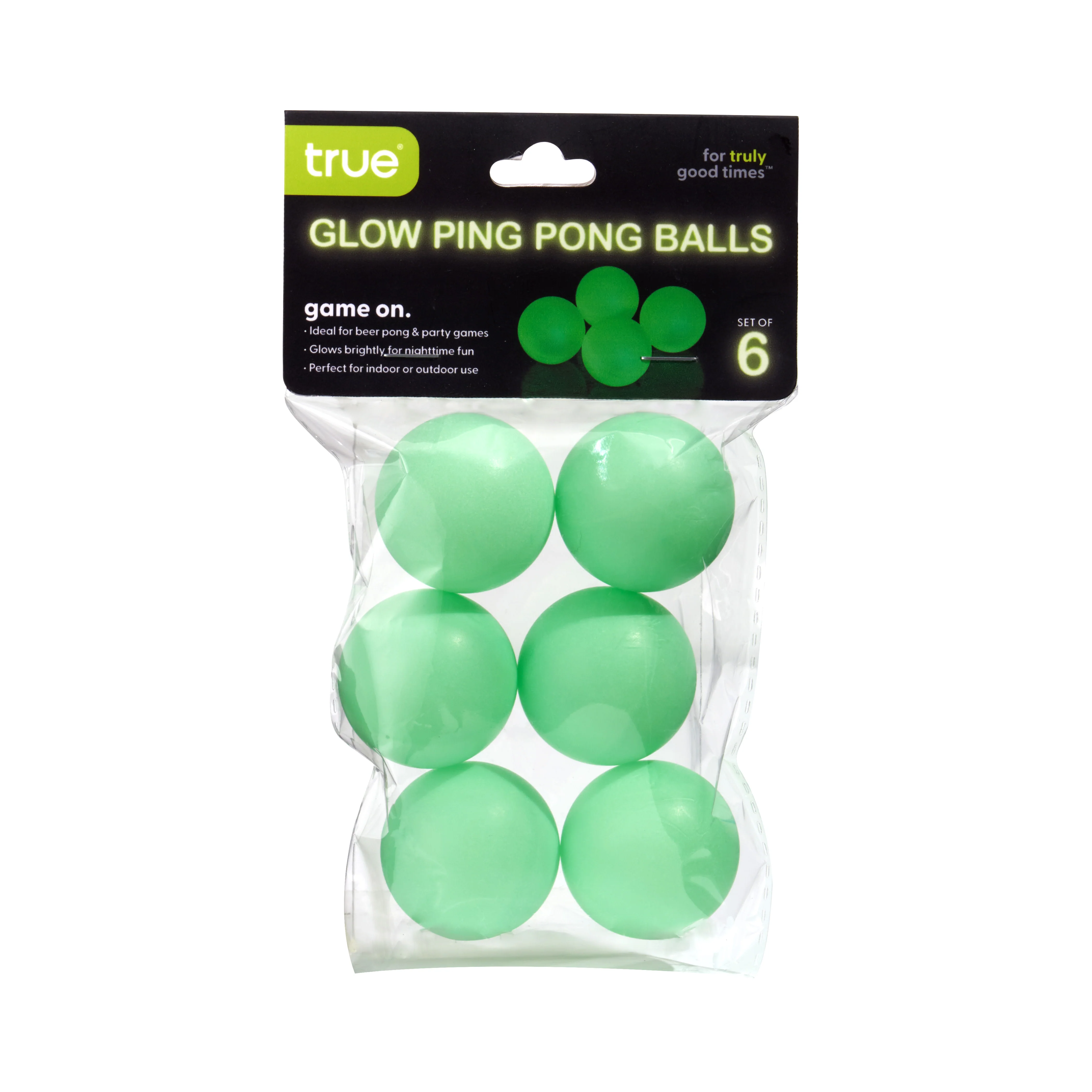 Glow in the Dark Pong Balls, Set of 6 - Image 2