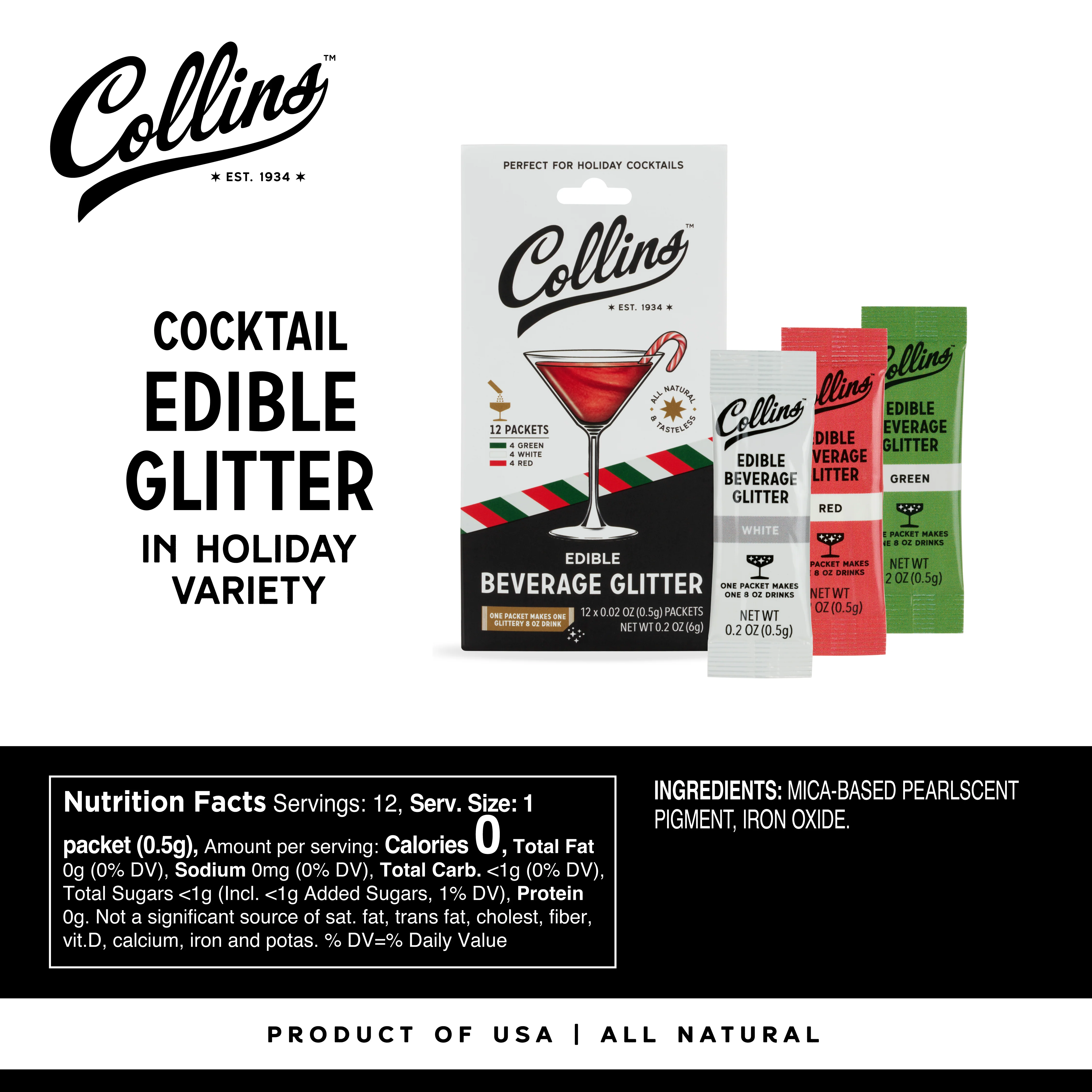 Cocktail Edible Glitter in Holiday Variety, 0.2 oz - Image 8