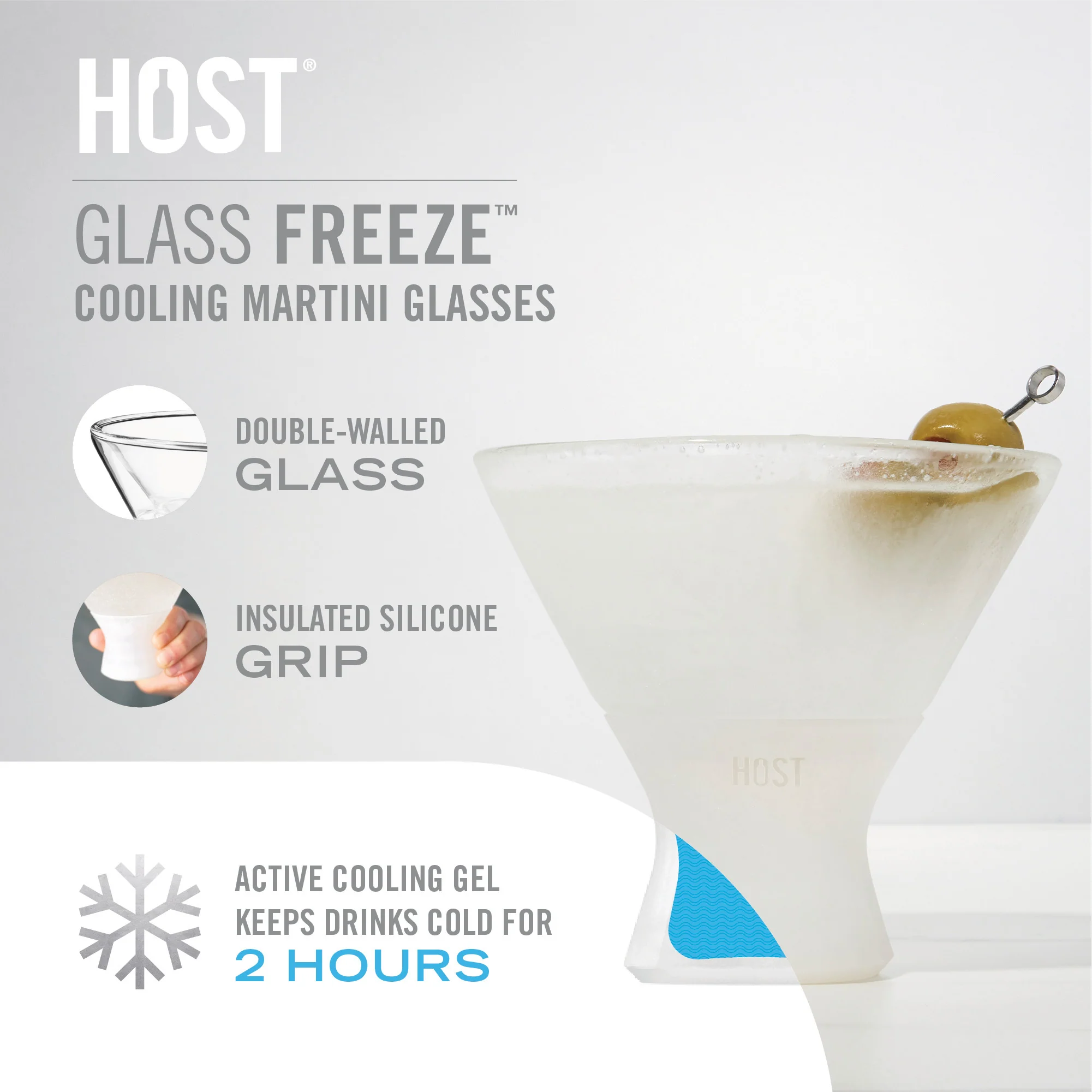 Glass FREEZE Martini Cooling Cup, Set of 2 - Image 6