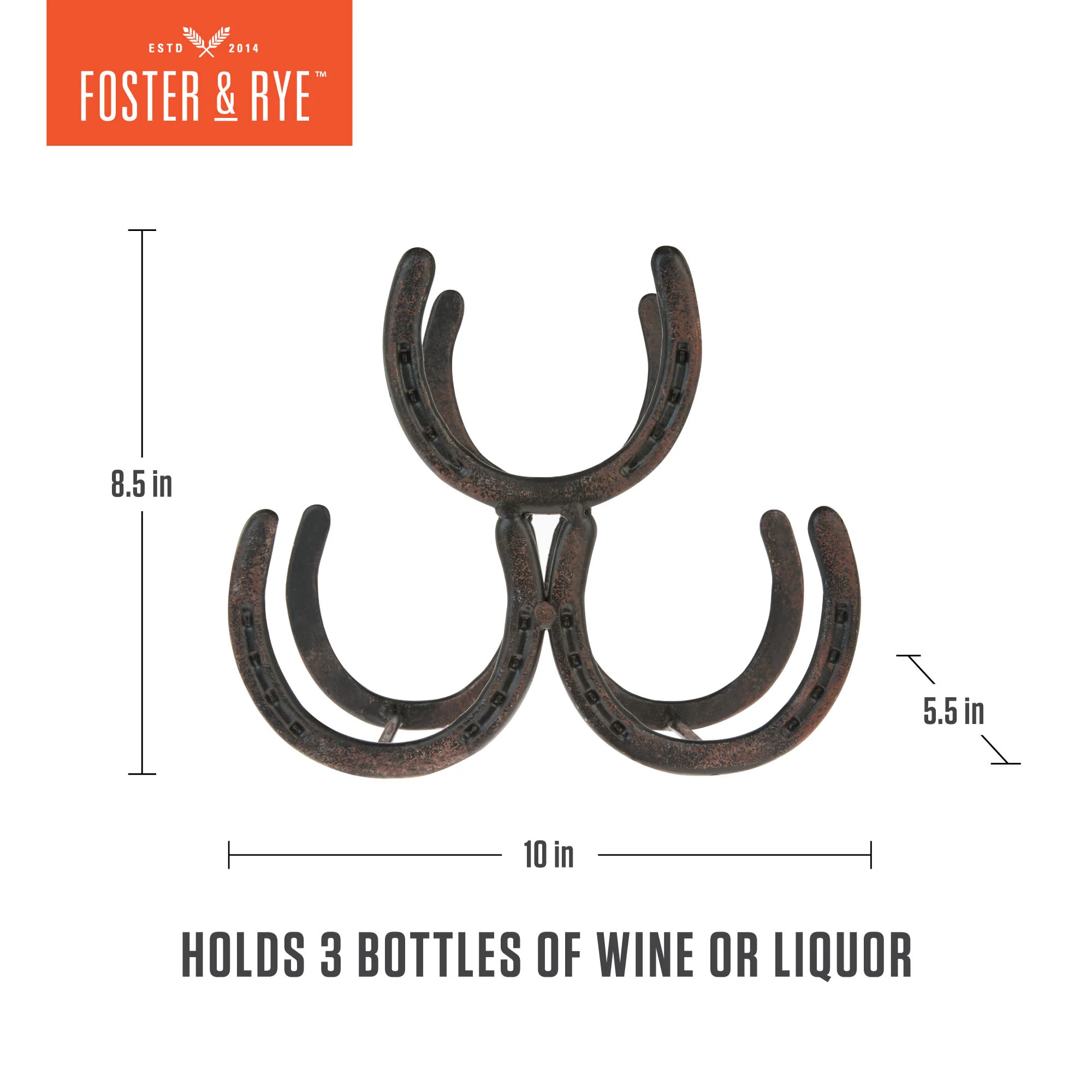 Horseshoe 3 Bottle Wine Rack - Image 6