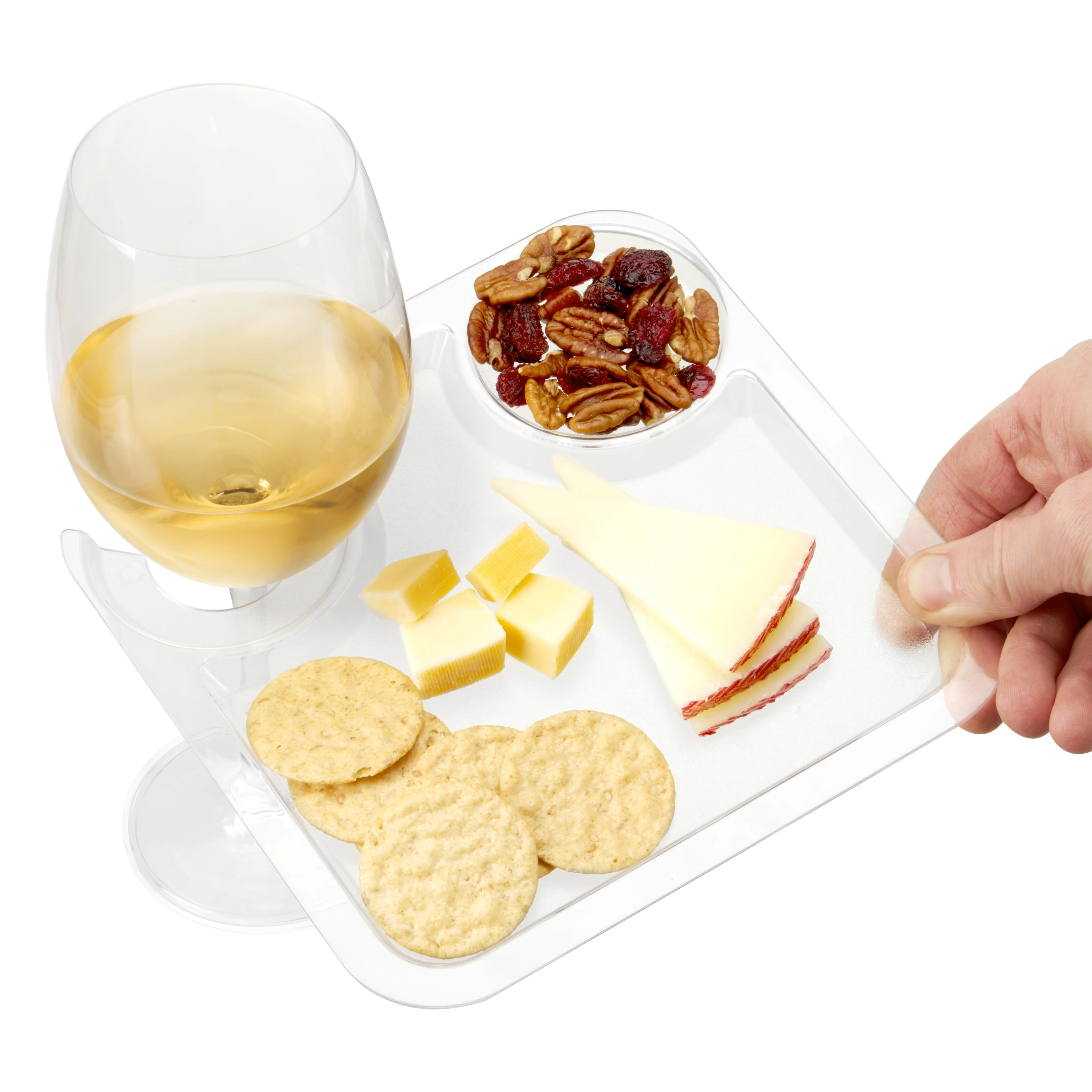 Acrylic Appetizer Plate & Wine Glass Holder, Bulk - Image 2