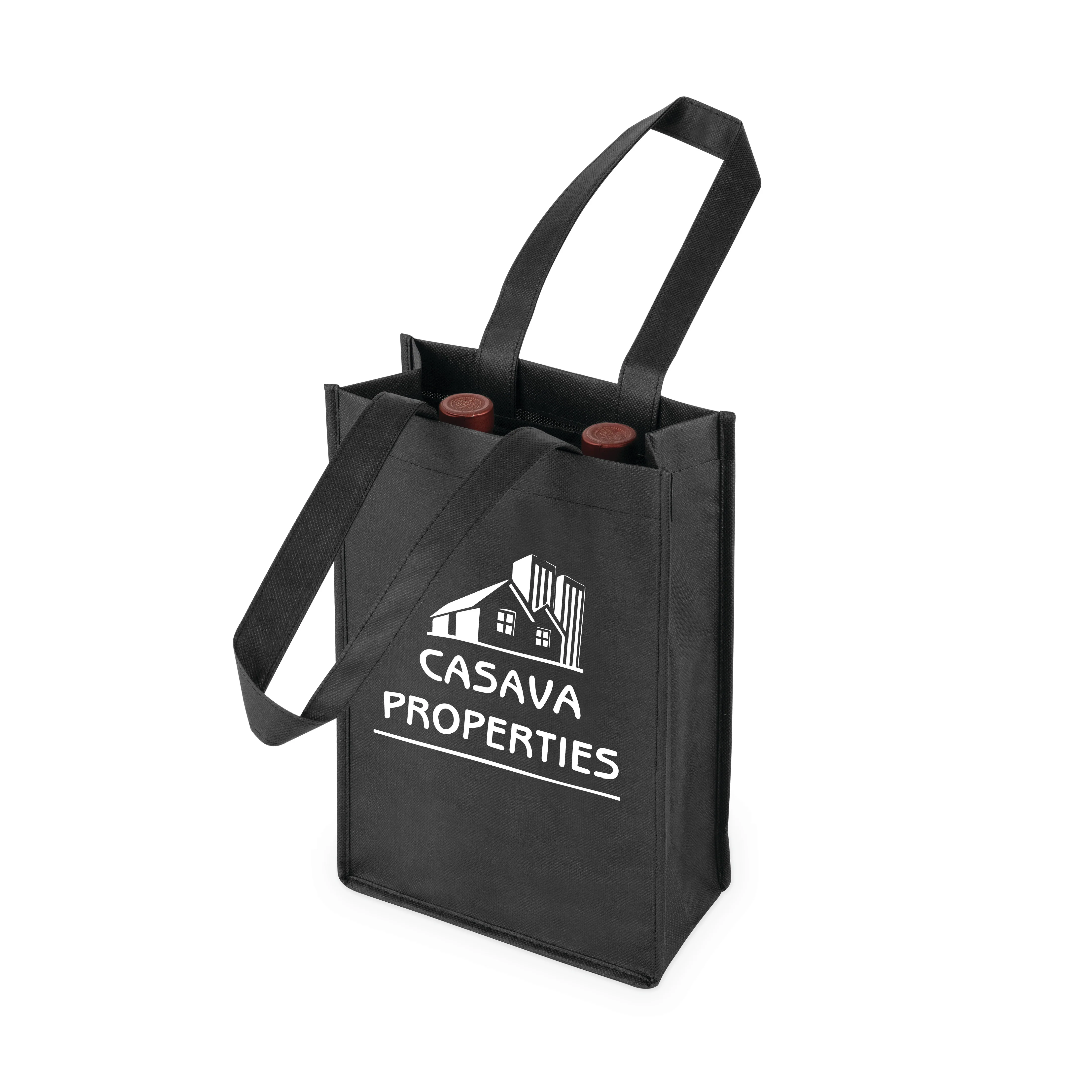 2-Bottle Non-Woven Tote in Black - Image 3