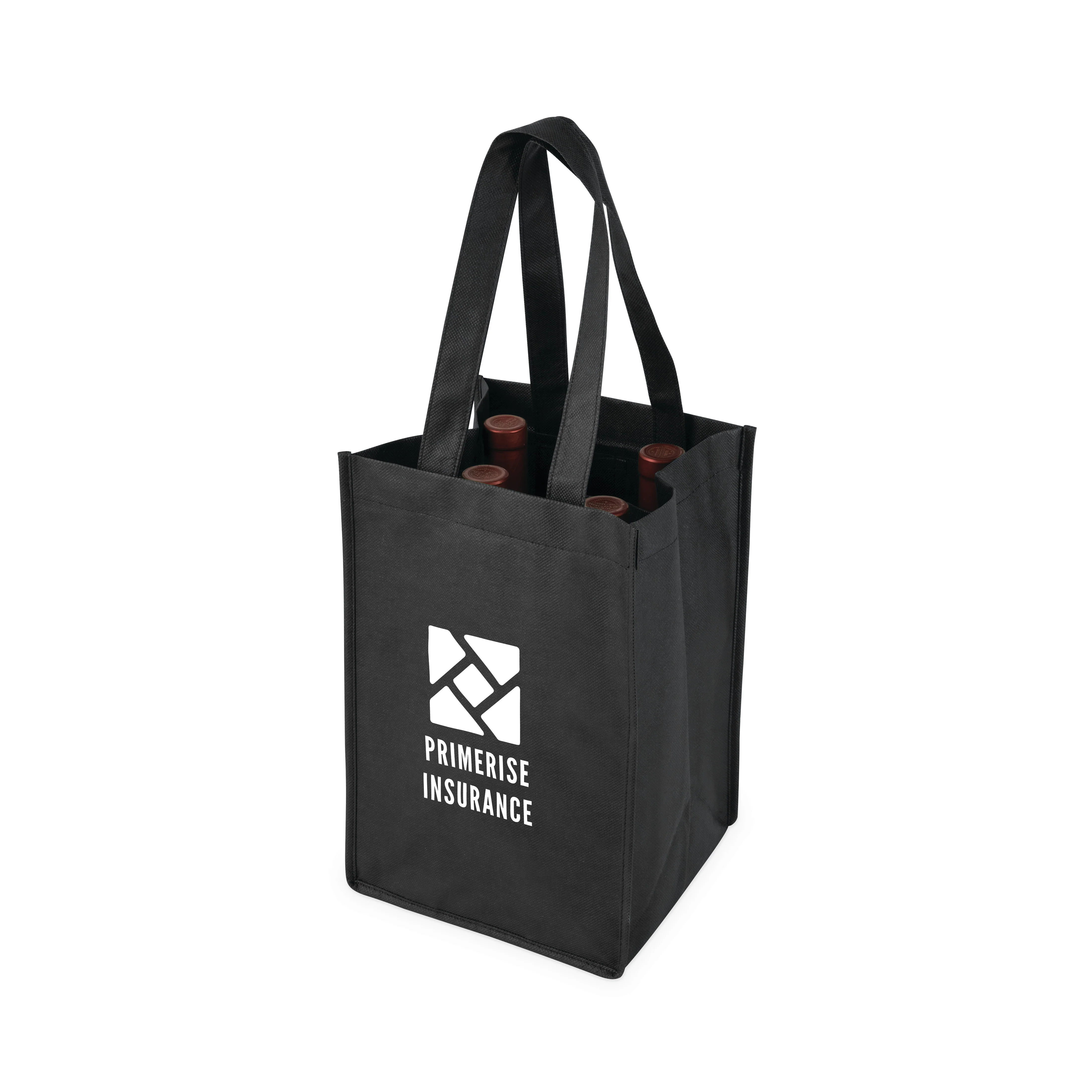 4-Bottle Non-Woven Tote in Black - Image 4