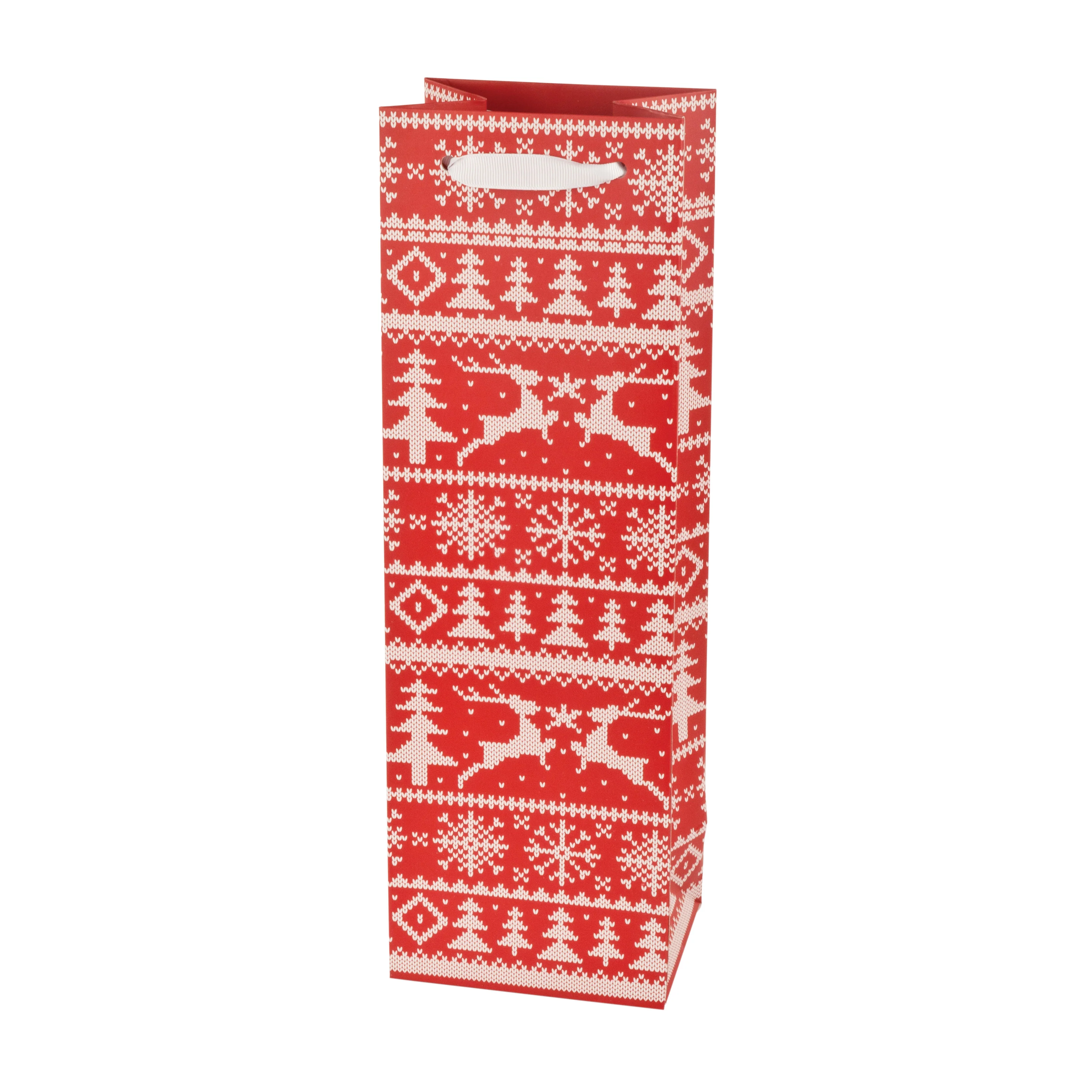 Assorted Holiday Sweater Single Bottle Wine Bag - Image 2