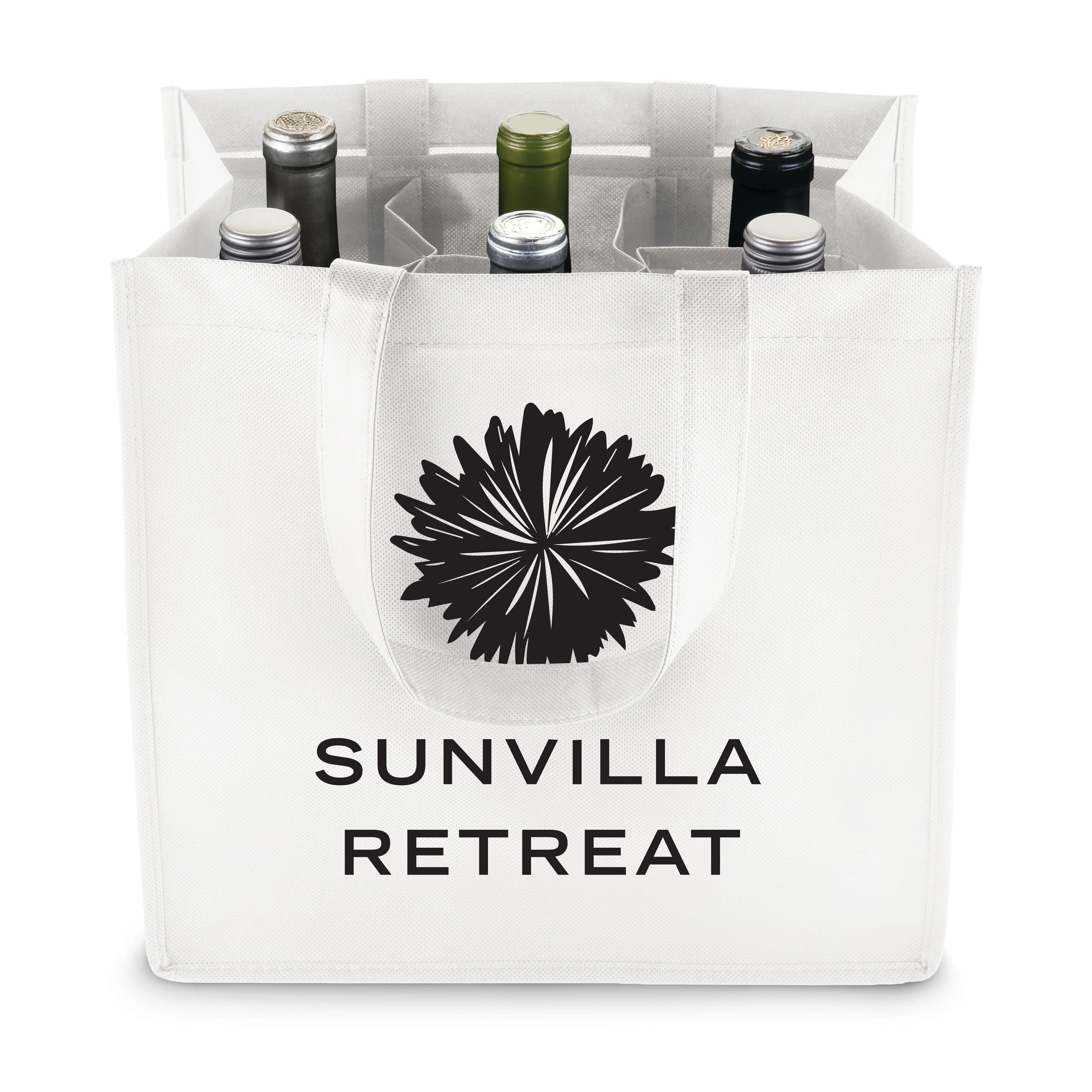 6-Bottle Non-Woven Tote in White - Image 3