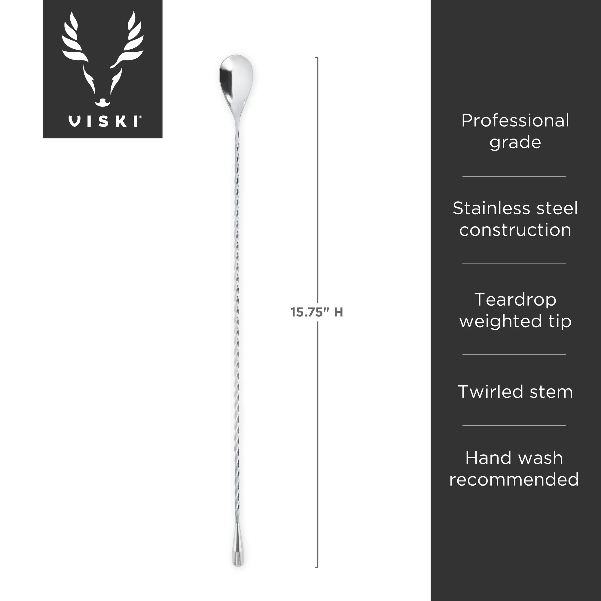 Harrison Weighted Bar Spoon in Stainless Steel - Image 8