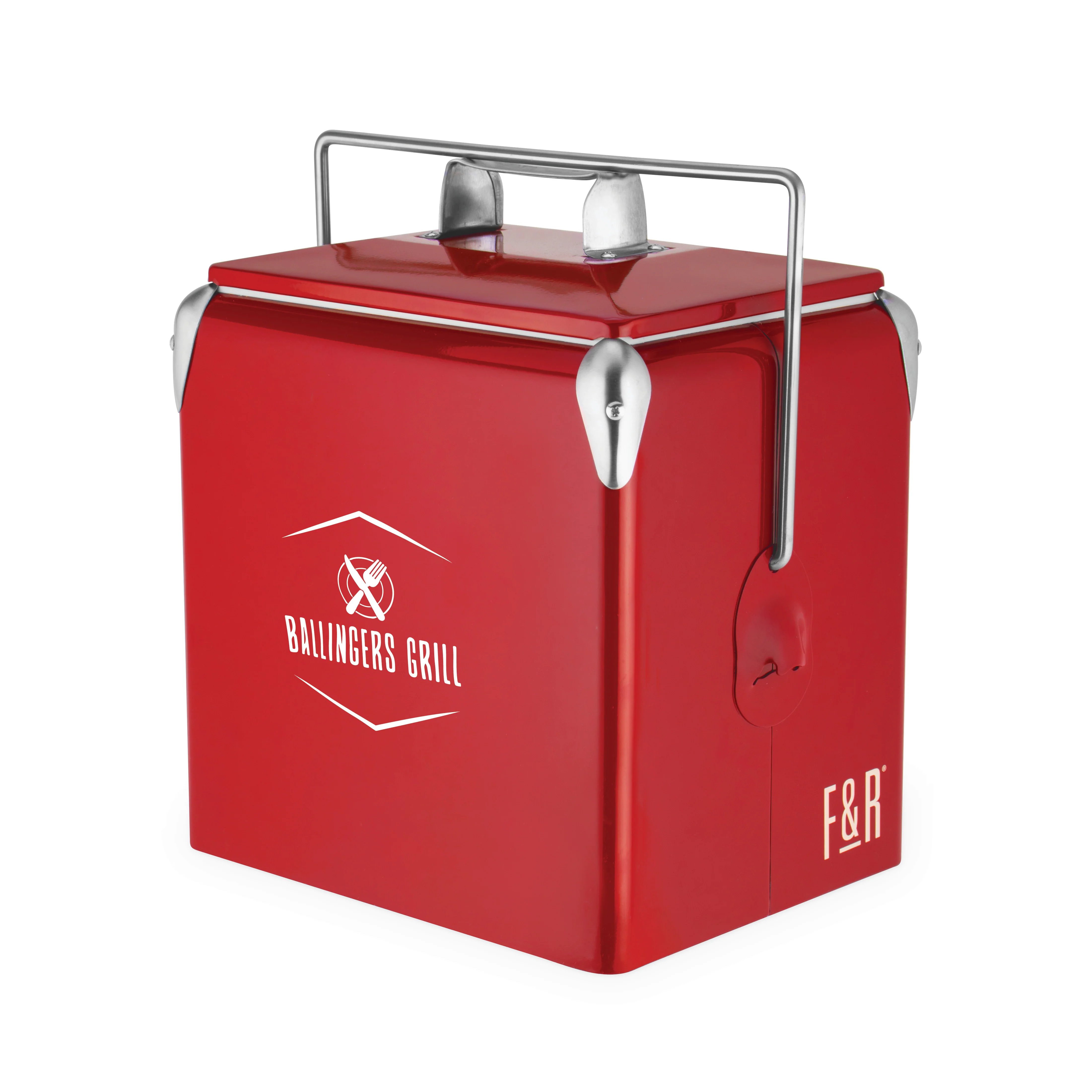 Vintage Metal Cooler in Red - Image 4