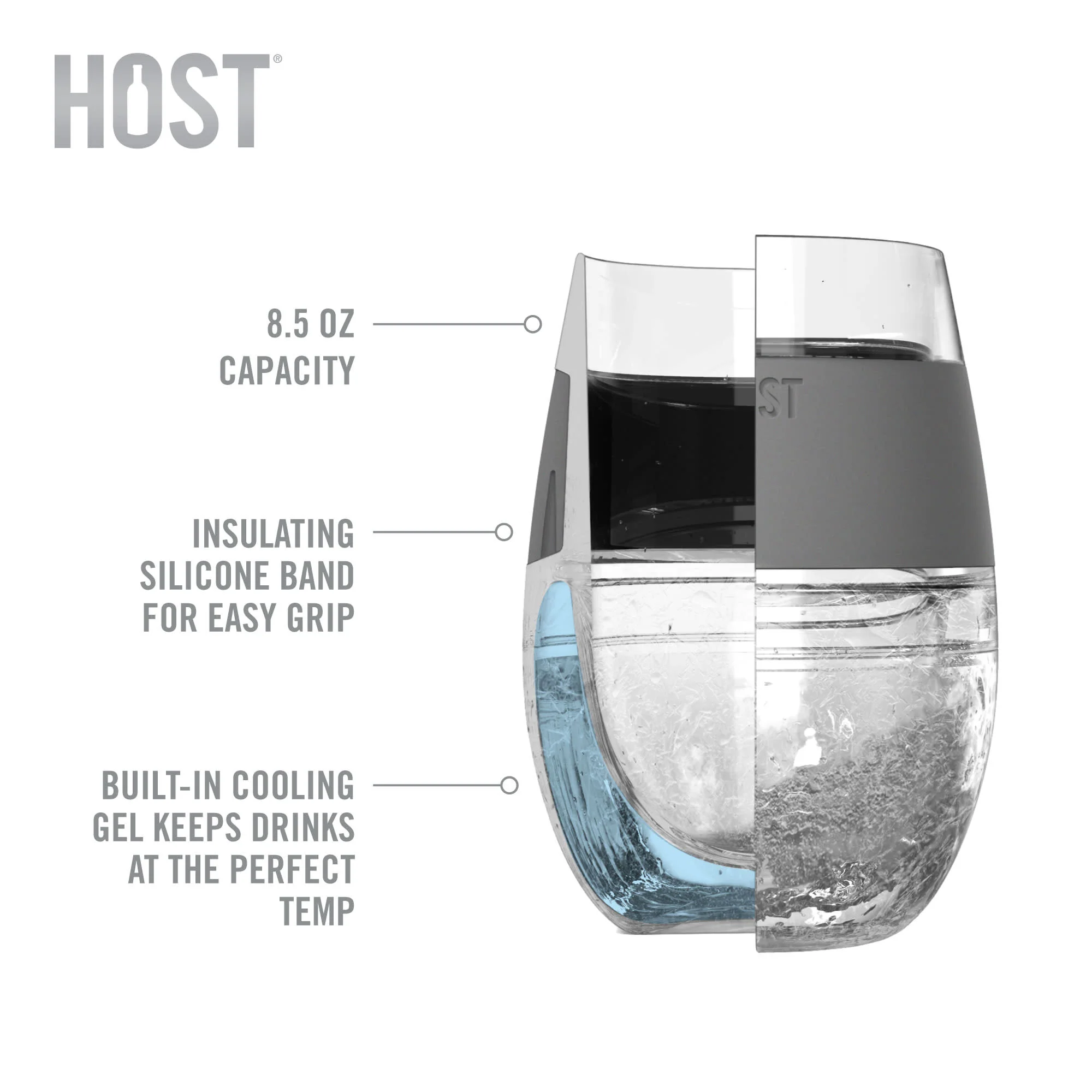 Wine FREEZE Cooling Cups in Assorted Colors, CDU 12ct - Image 6