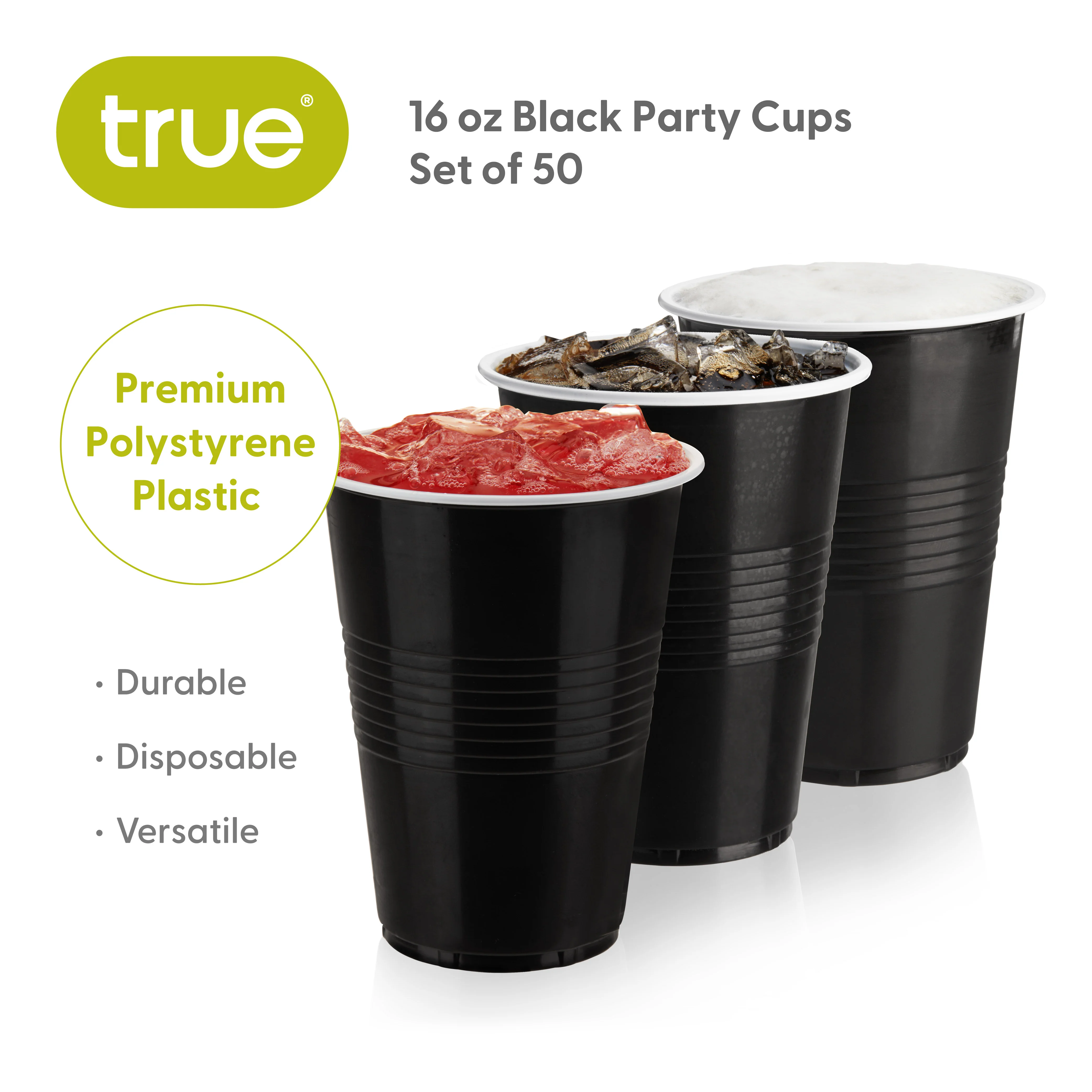 Party 16 oz Plastic Cups in Black, Set of 50 - Image 6