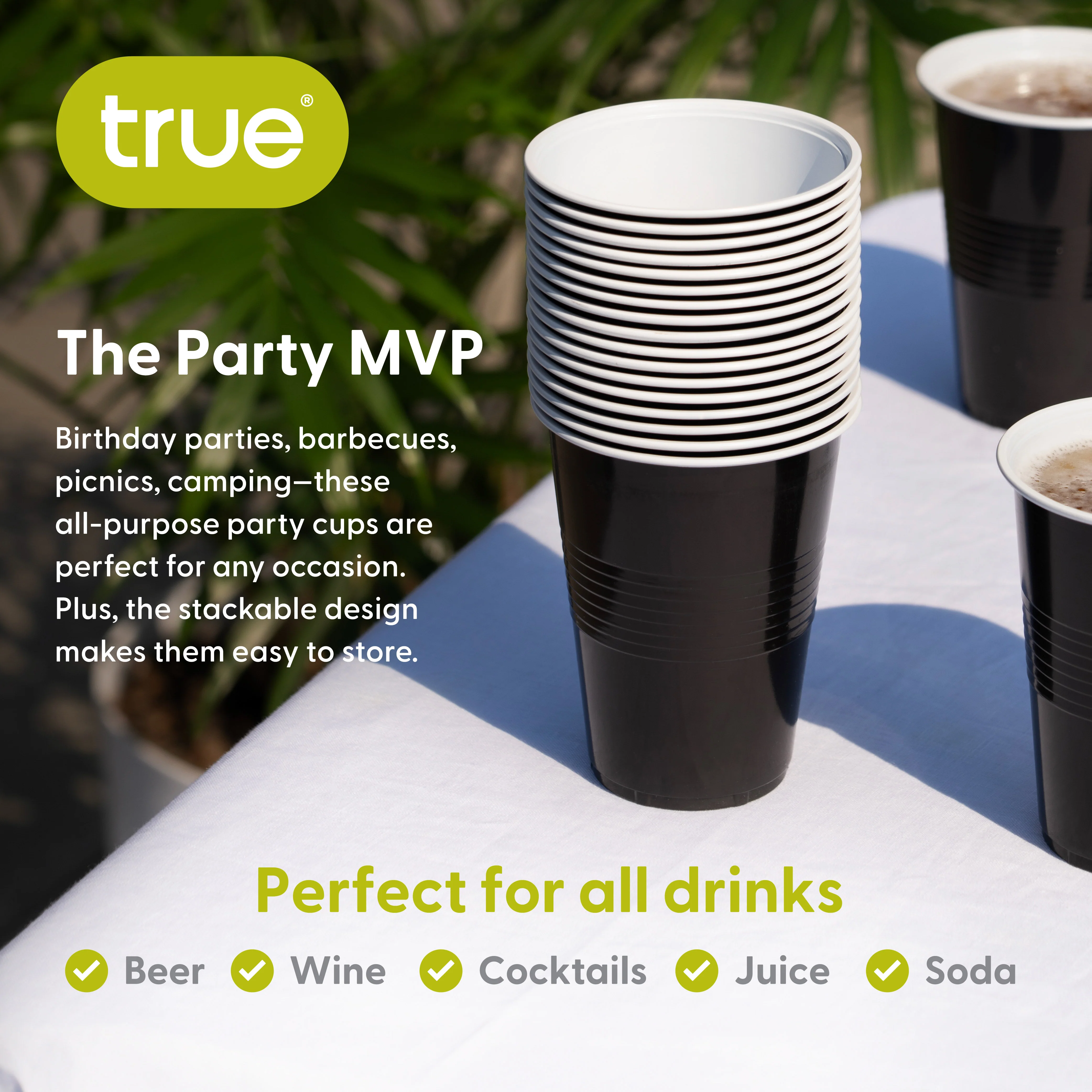 Party 16 oz Plastic Cups in Black, Set of 50 - Image 9