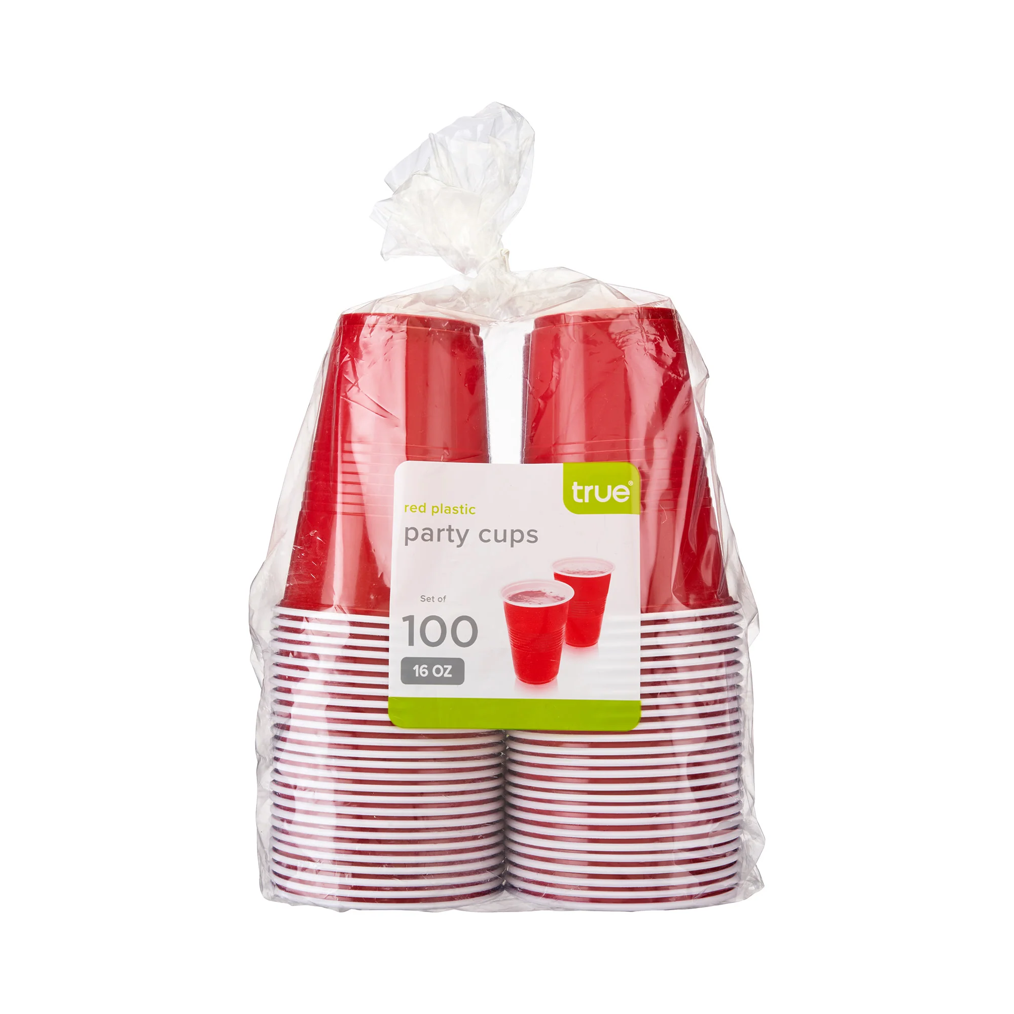 Party 16 oz Plastic Cups in Red, Set of 100 - Image 2