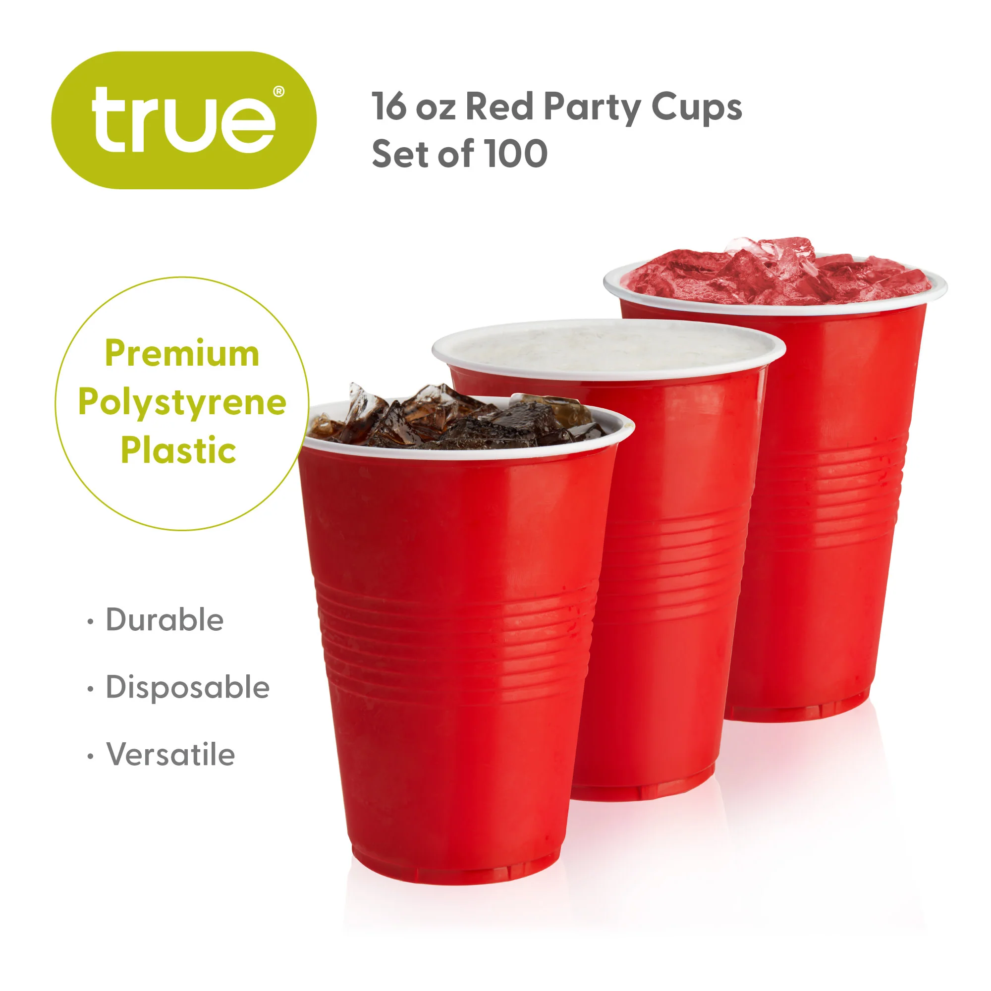 Party 16 oz Plastic Cups in Red, Set of 100 - Image 6