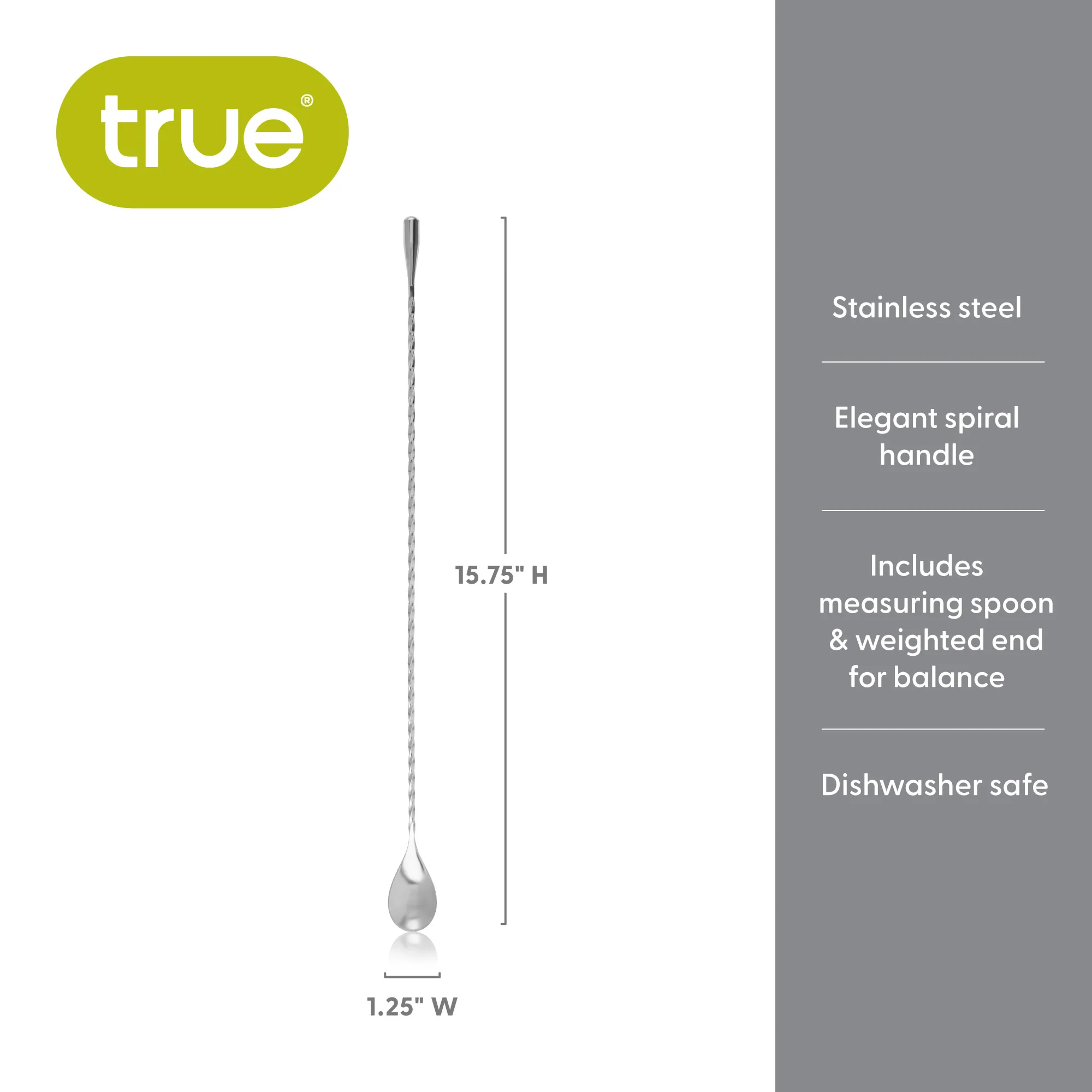 Twist Professional Weighted Bar Spoon in Stainless Steel - Image 7